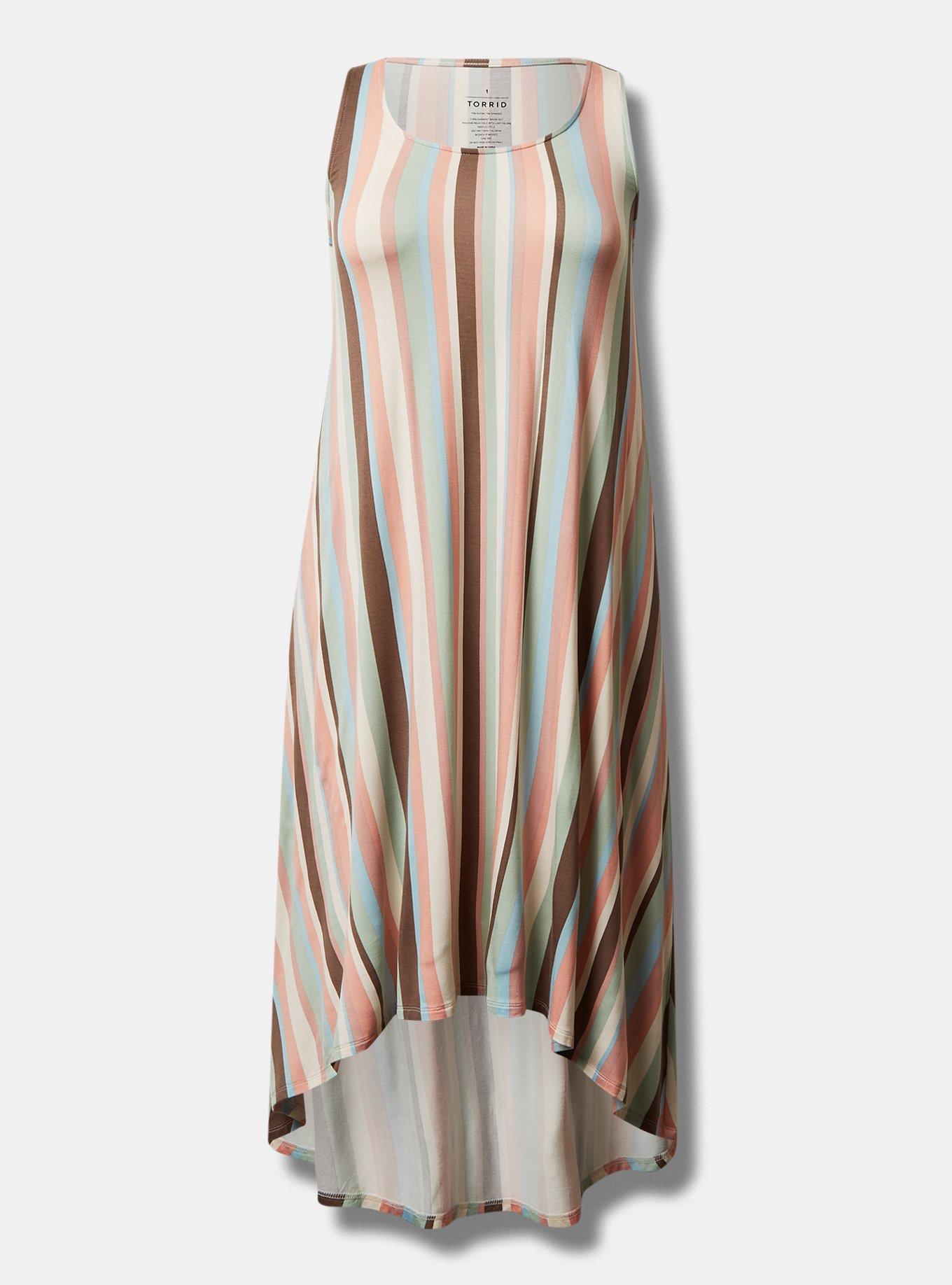 Maxi Jersey Hi Low Dress, OBVIOUSLY STRIPE PRISTINE, hi-res