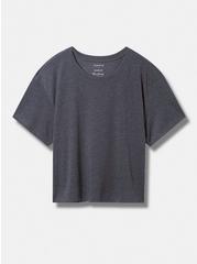 Relaxed Signature Jersey Crew Neck Crop Tee, CHARCOAL GREY, hi-res