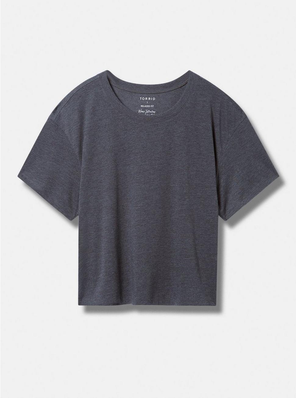Relaxed Signature Jersey Crew Neck Crop Tee, CHARCOAL GREY, hi-res