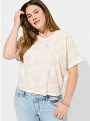 Relaxed Signature Jersey Crew Neck Crop Tee, WHITE FLORAL, alternate