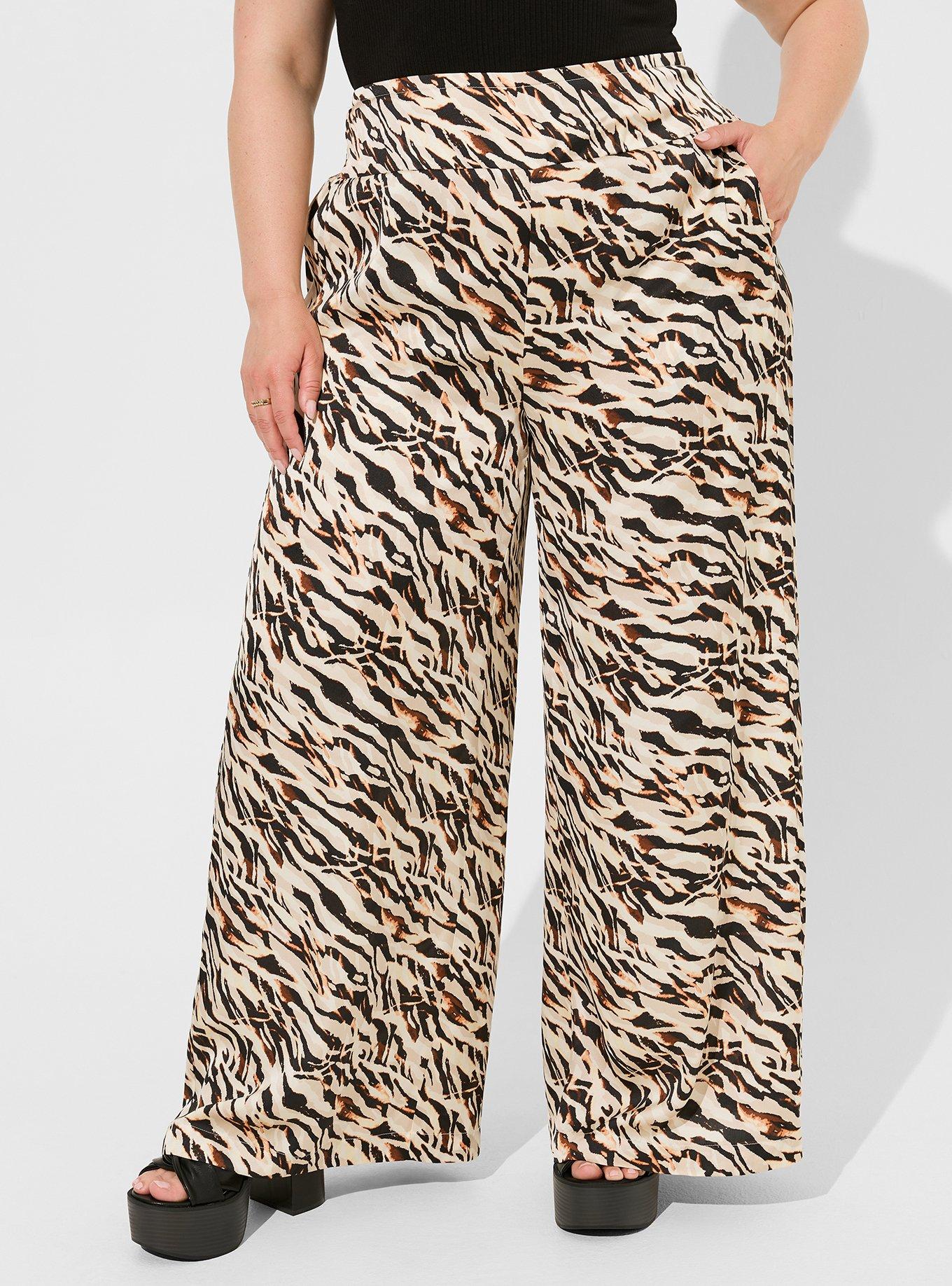 Pull-On Super Wide Leg Streaky Satin High-Rise Pant