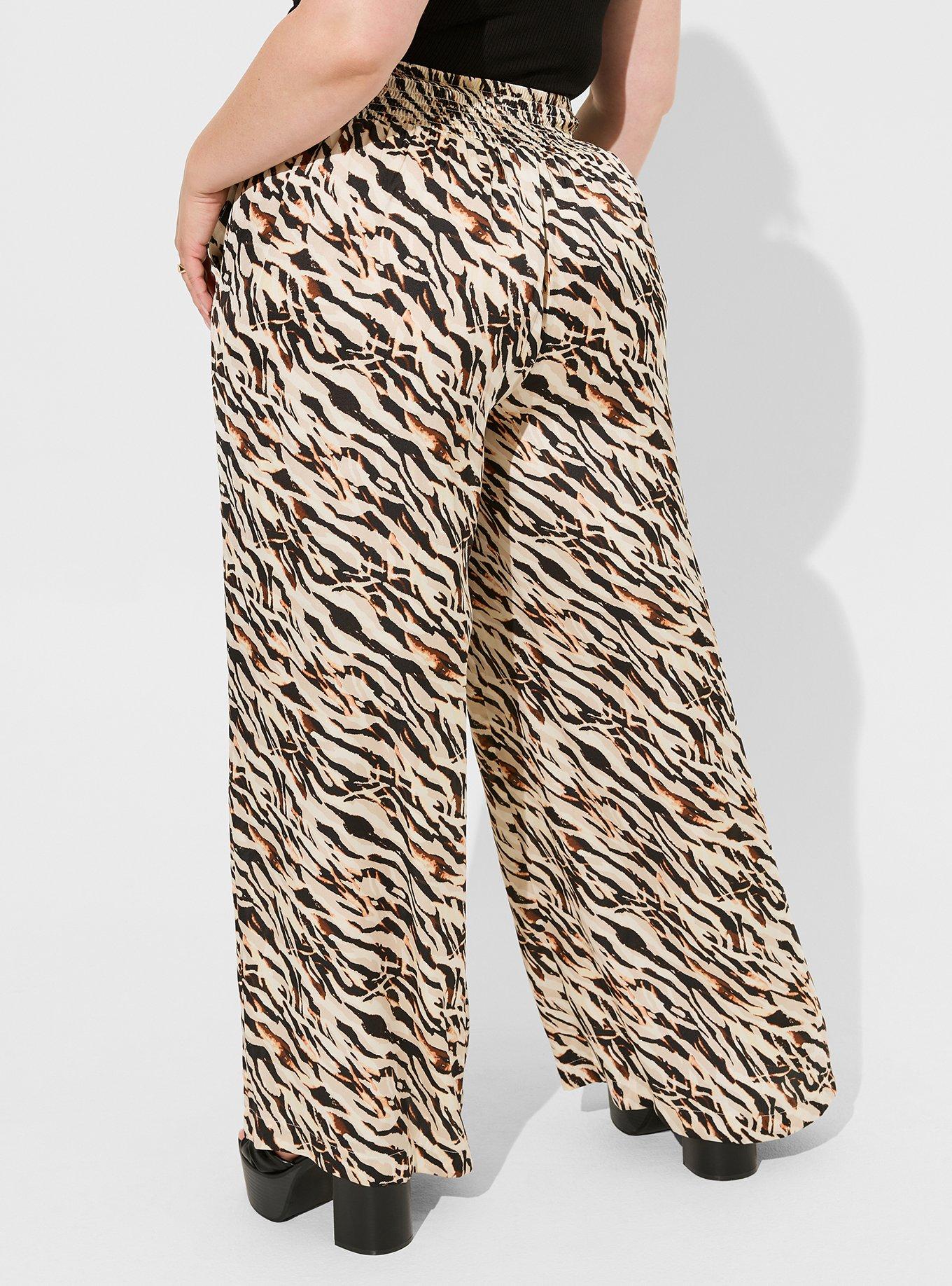 Pull-On Super Wide Leg Streaky Satin High-Rise Pant
