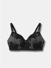 Wirefree Push Up Heather Lace 360° Back Smoothing® Bra, RICH BLACK HEATHER, hi-res
