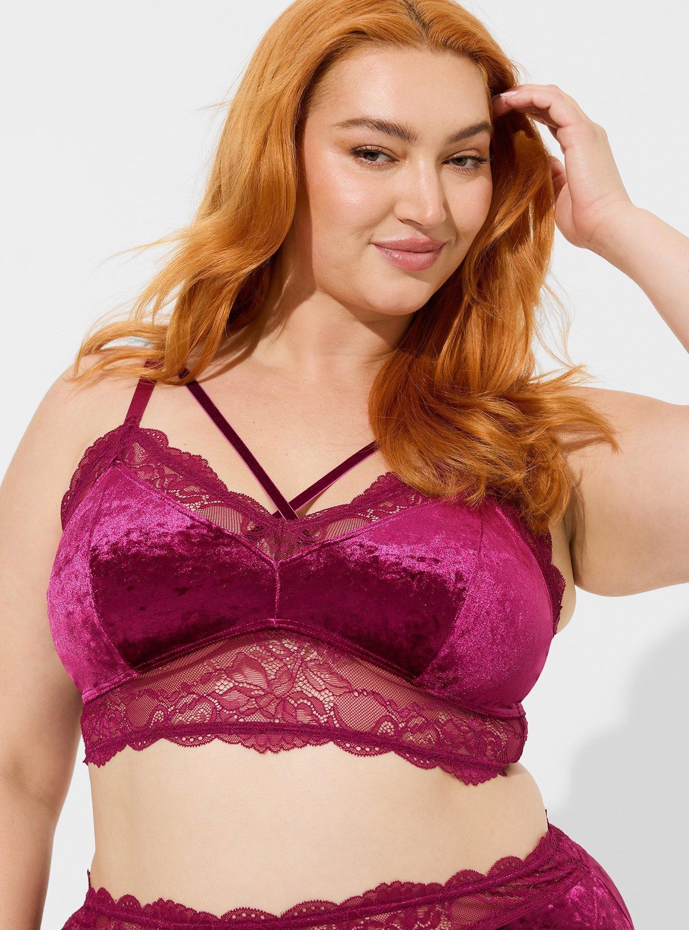 Buy Red Velvet Lingerie Set Valentine's Gift Sexy Velour Bralette