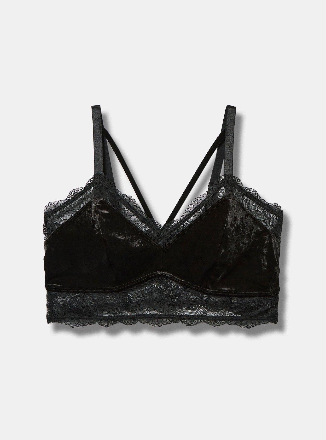 Crushed Velour Lace Triangle Bralette