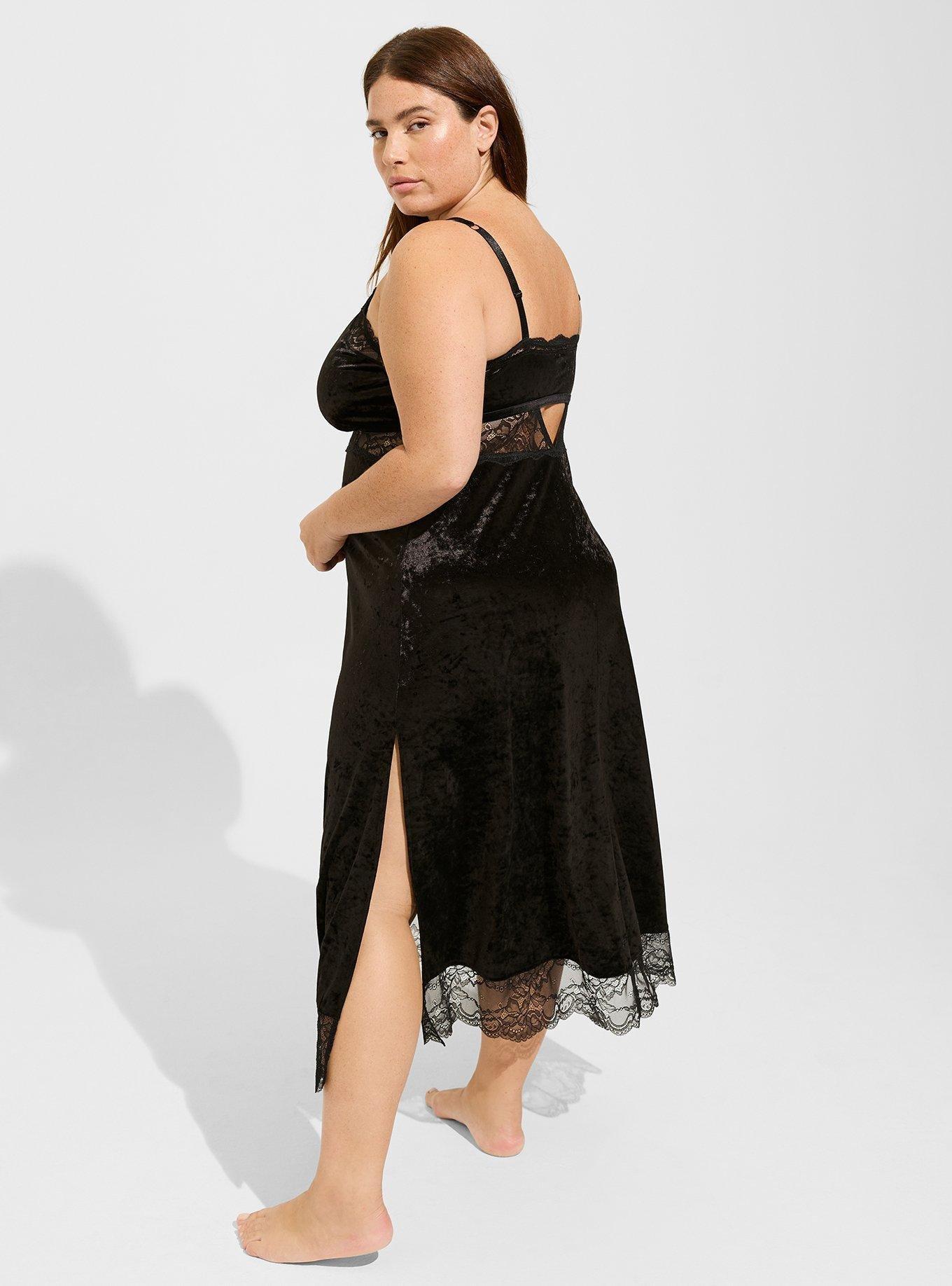 Plus Size - Velour Lace Maxi Slip Dress - Torrid