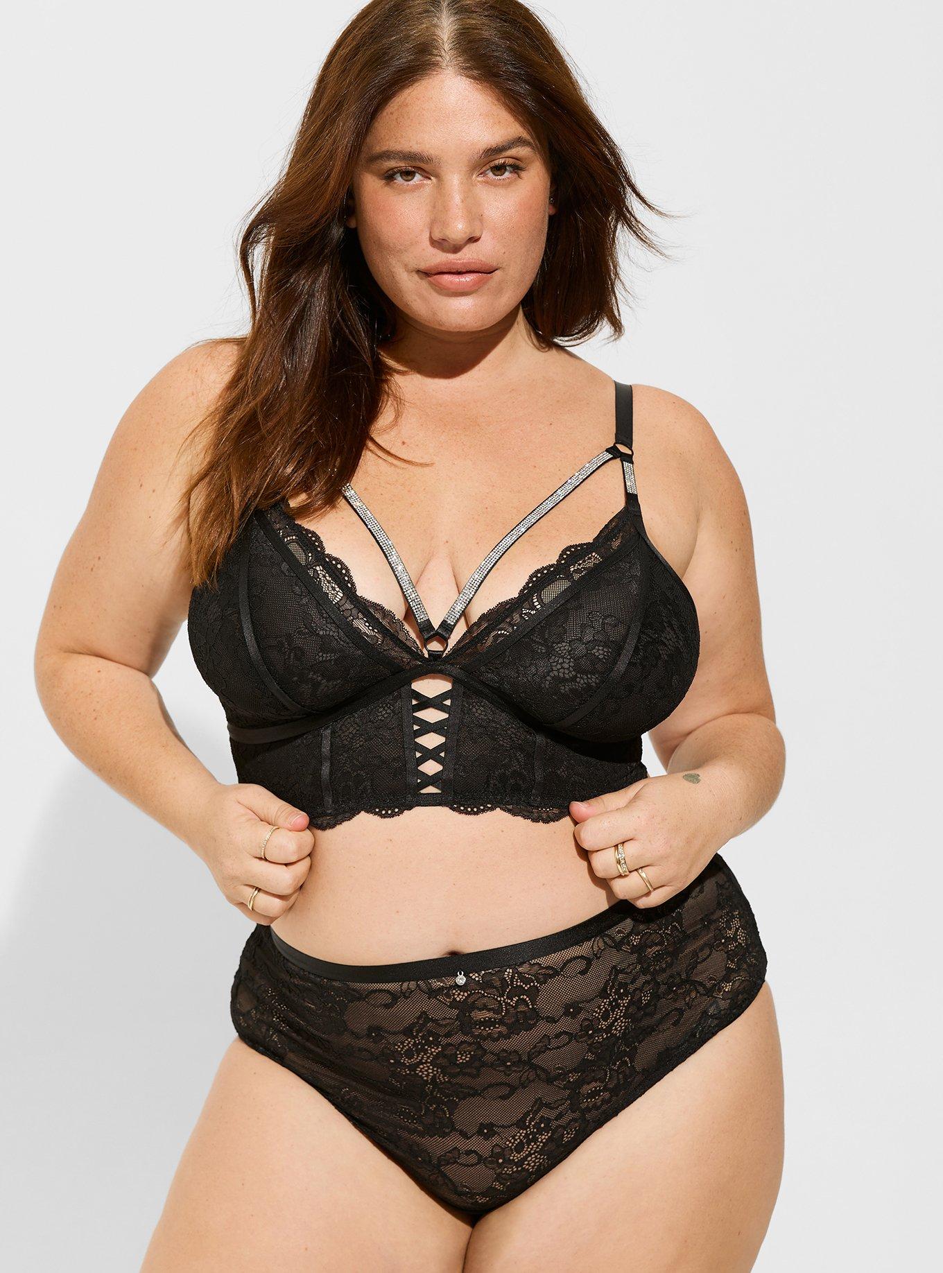 Plus Size - Black Strappy Lace Bralette - Torrid