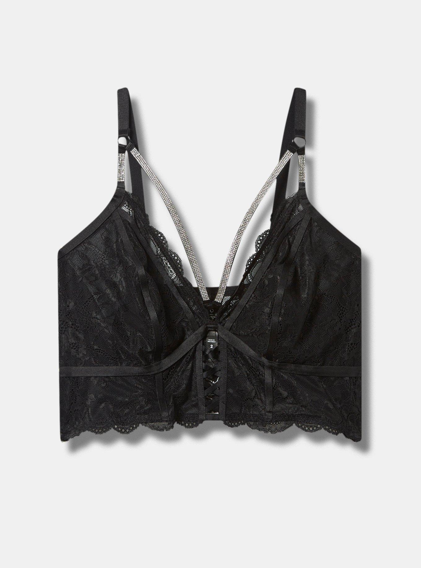 Black Diamante Icy Graphic Triangle Bra