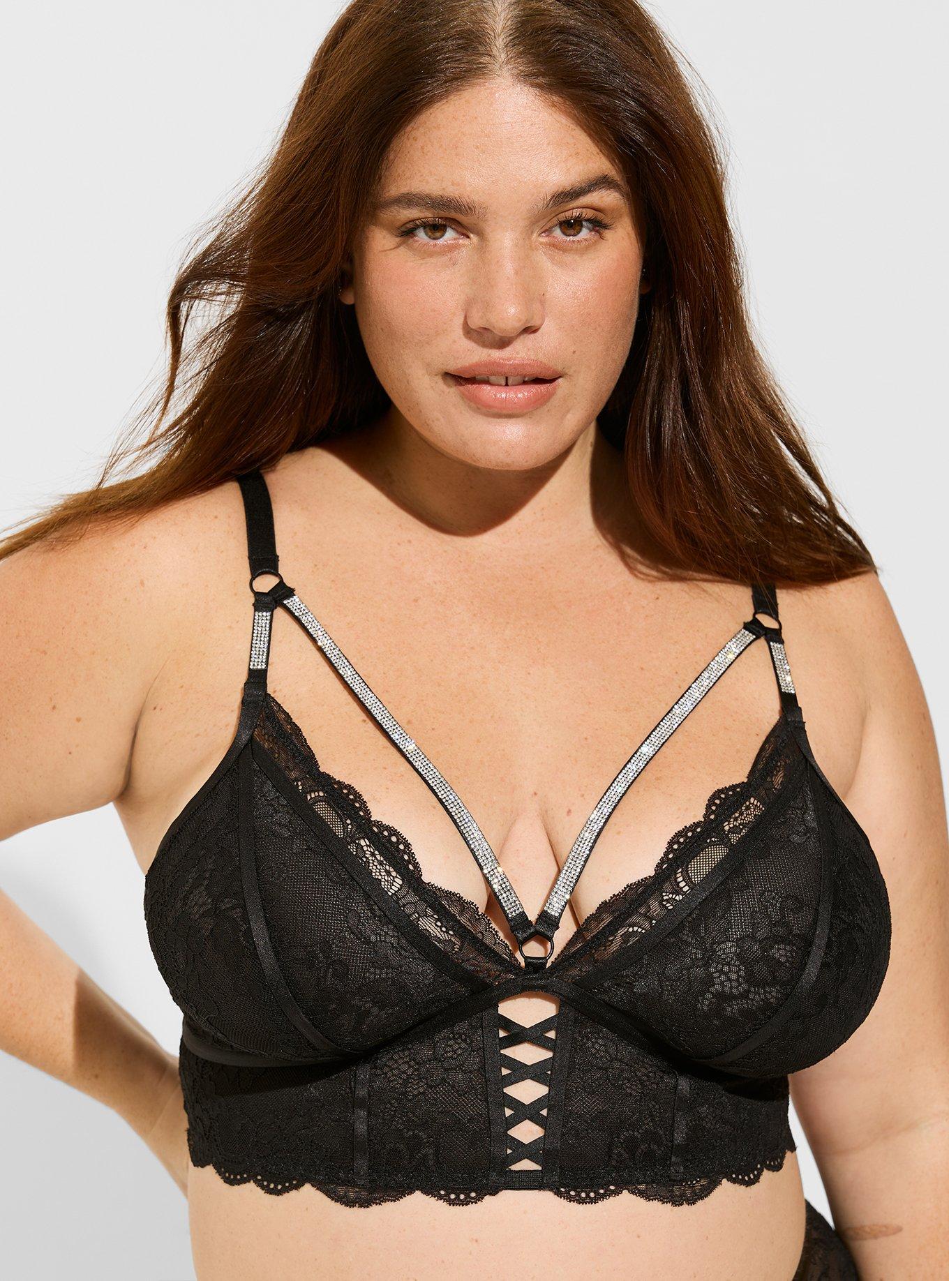 Plus Size - Diamante Lace Strappy Bralette - Torrid