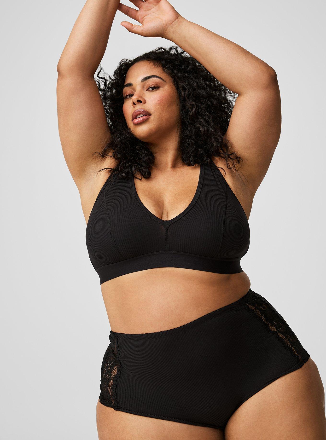 Plus Size - Lightly Lined Microfiber Plunge Bralette - Torrid