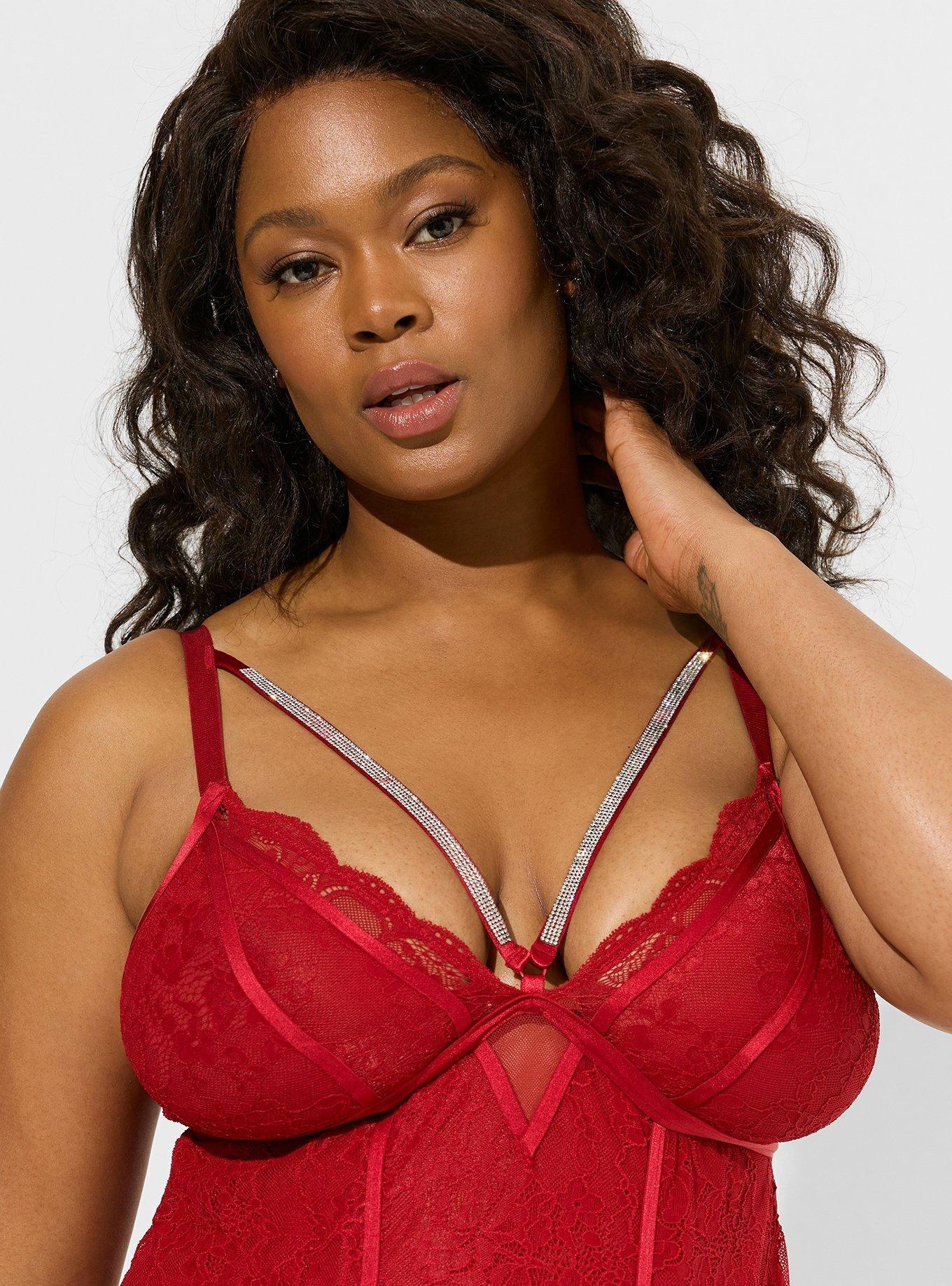 Sz 2 Torrid sexy shops underwire bodysuit - Lace and bow red - Size 2