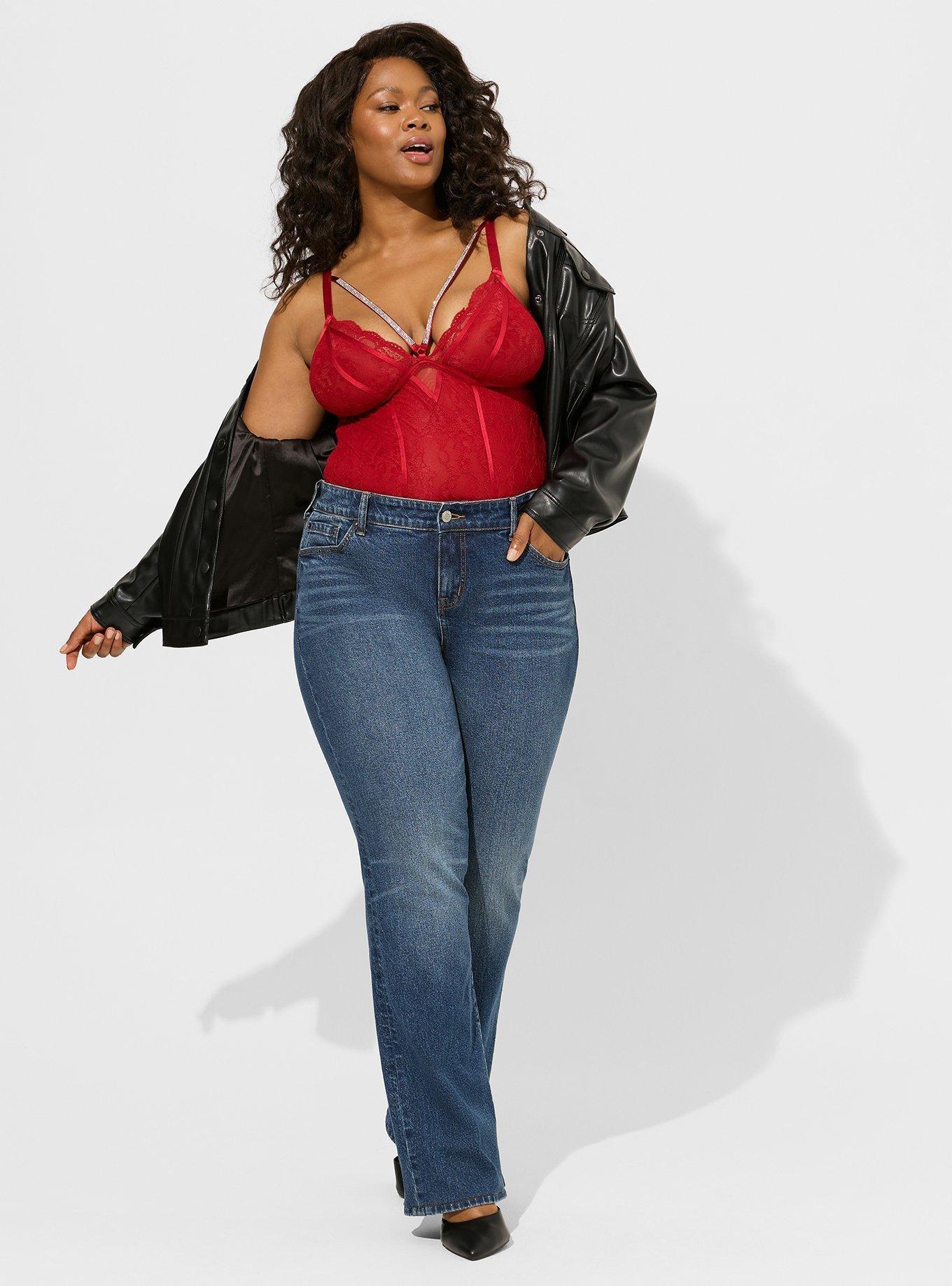 Plus Size - Diamante Lace Strappy Bralette - Torrid