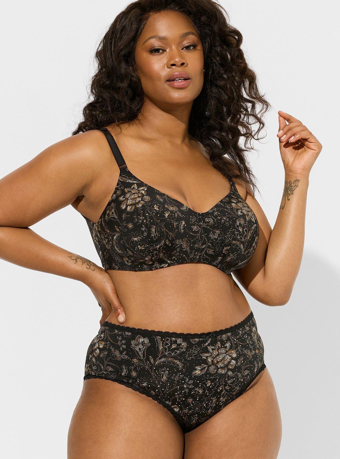 Plus Contrast Lace Ruched Underwire Bra