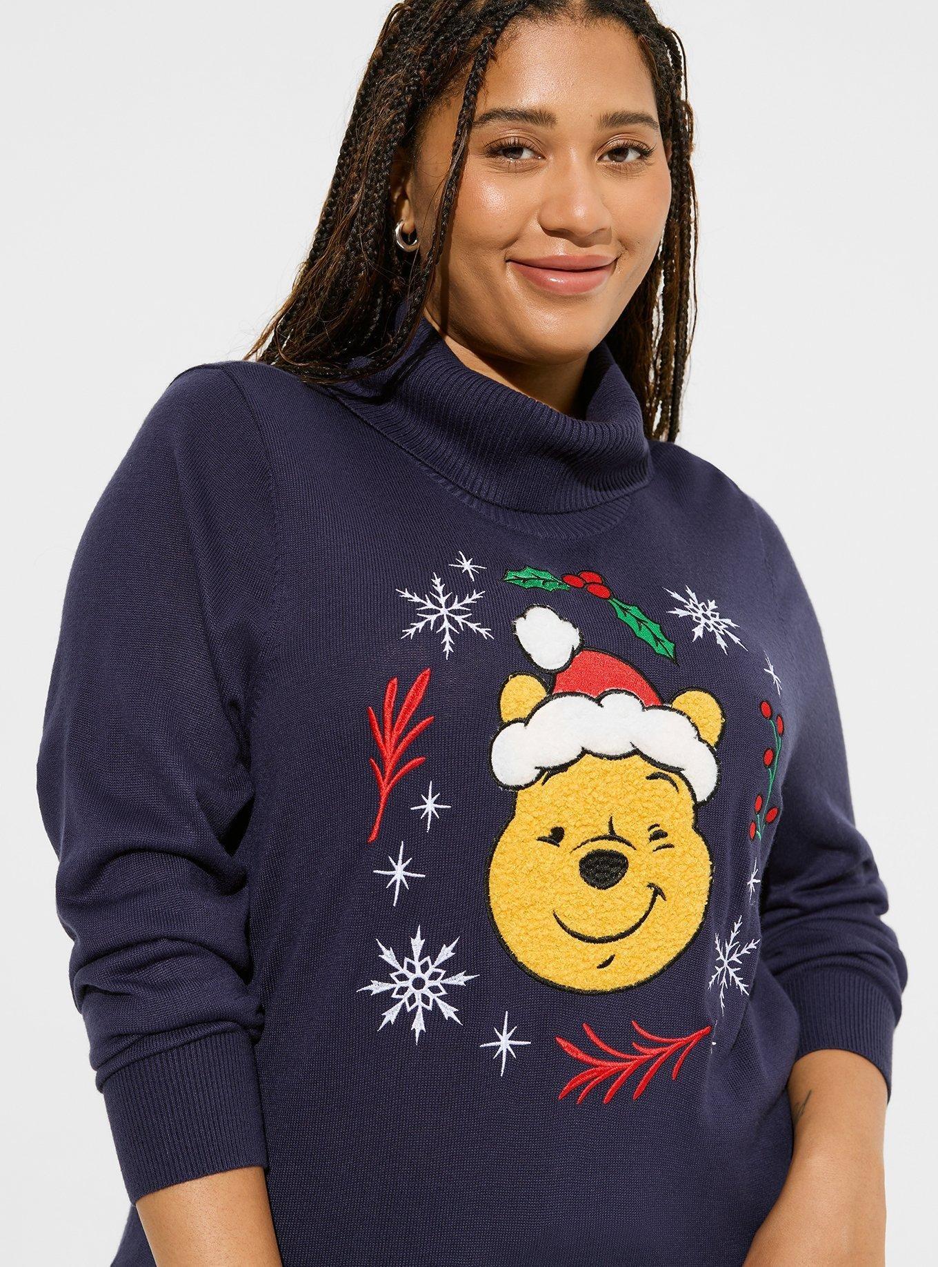 Disney Pooh Holiday Turtleneck Pullover Sweater, BLUE, alternate