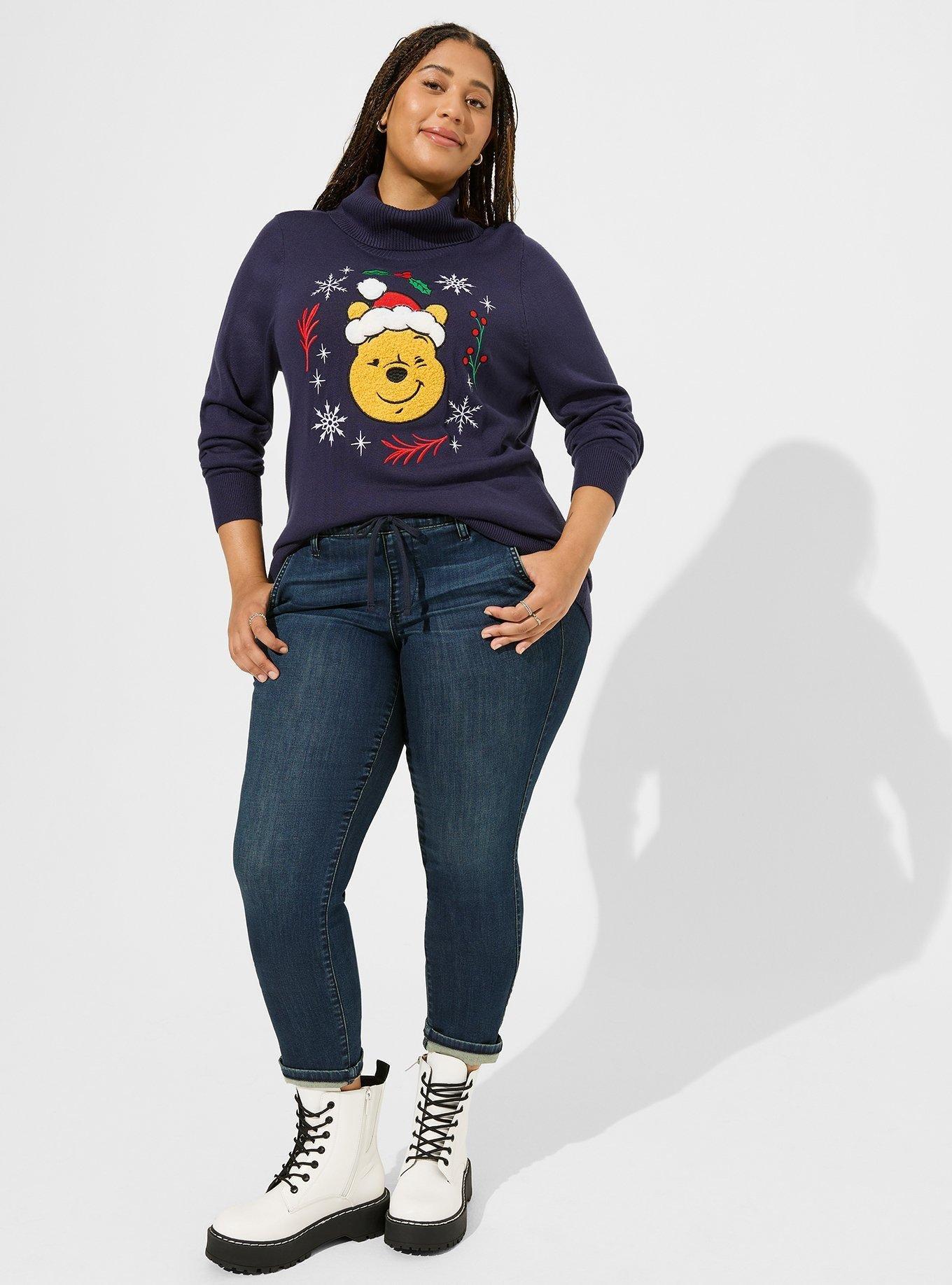 Disney Pooh Holiday Turtleneck Pullover Sweater, BLUE, alternate