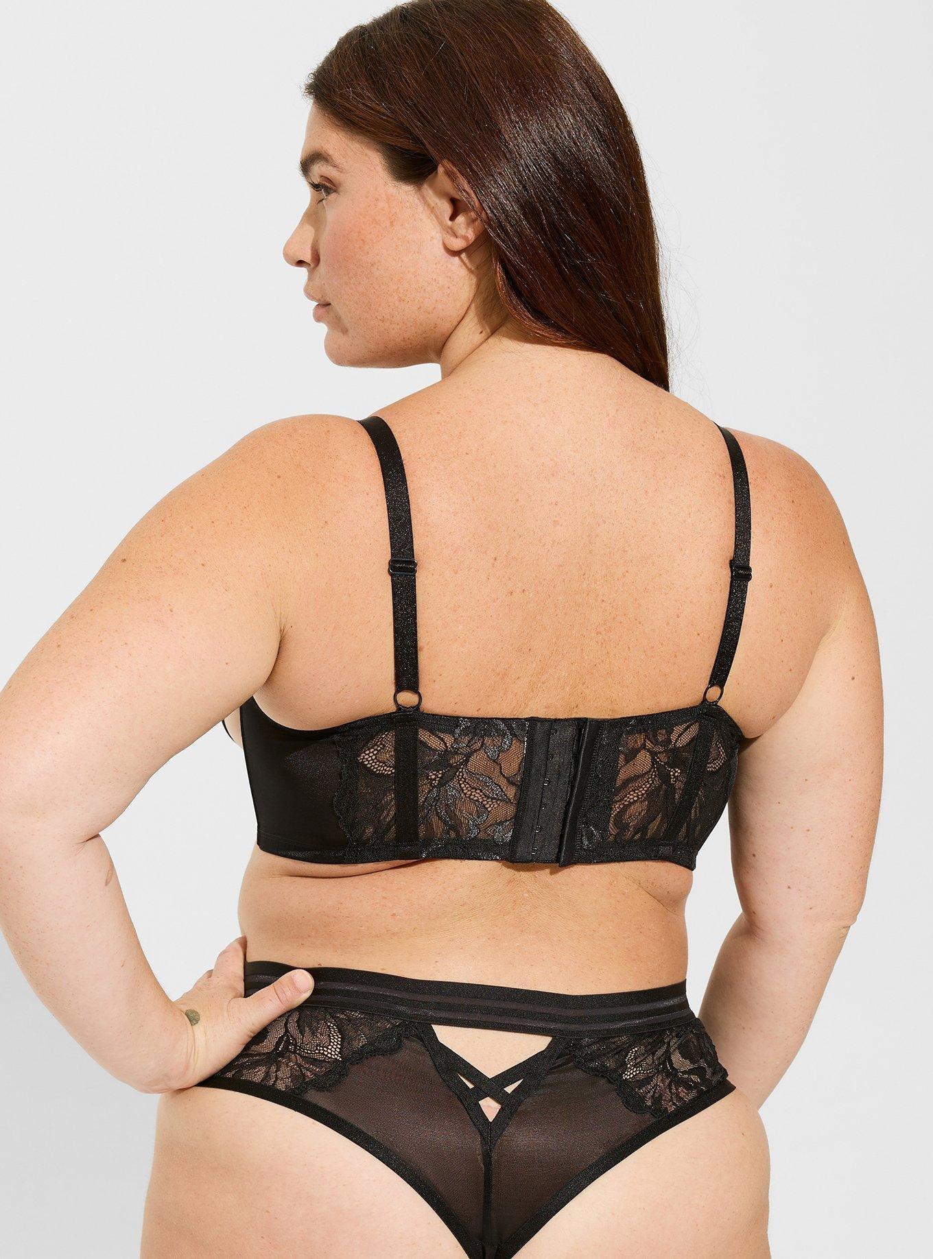 Striped Mesh Elastic High Waist Thong, RICH BLACK, alternate