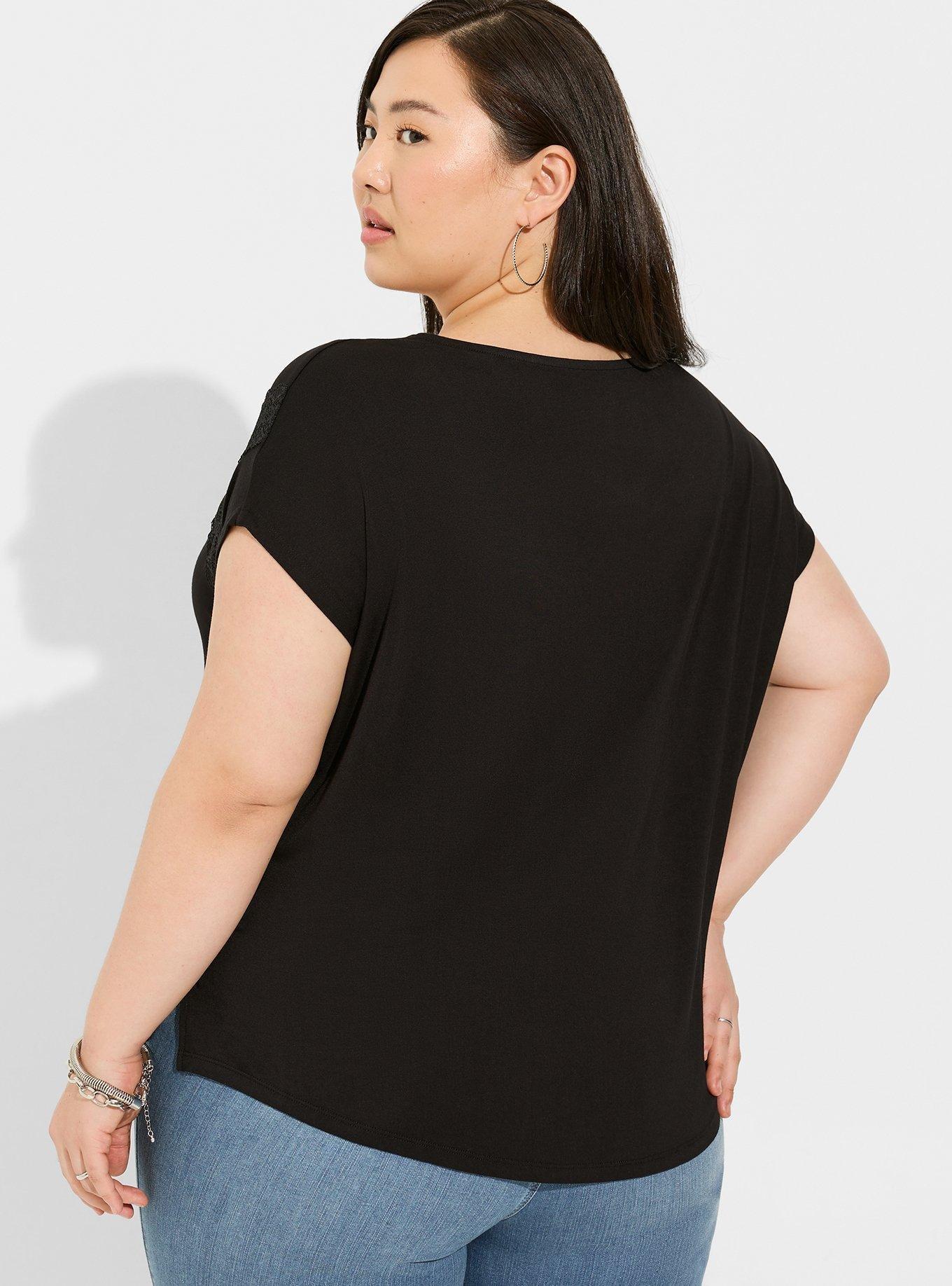 Lace-Trim Henley T-Shirt, Compare