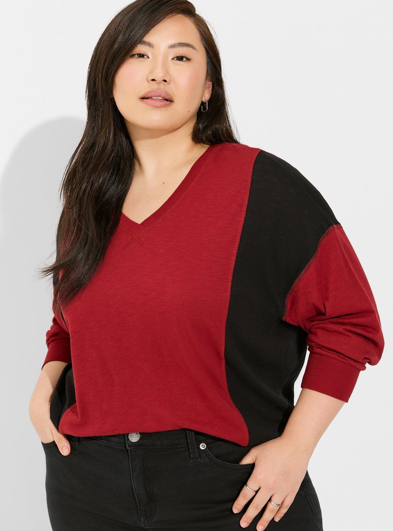 Plus Size - Cotton Modal Slub V-Neck Long Sleeve Dolman Tee - Torrid