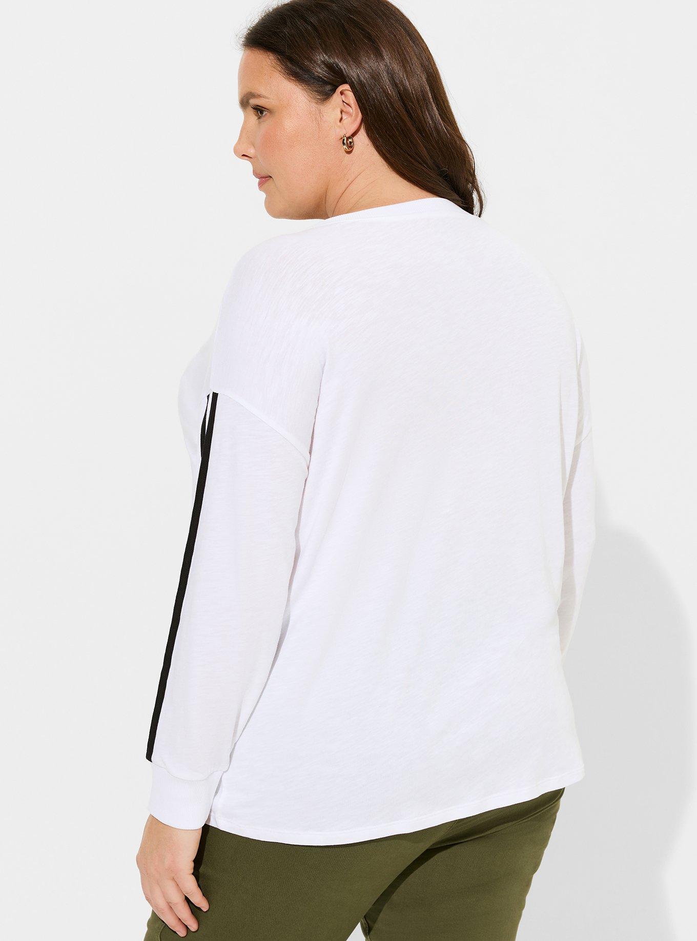 Super Soft Slub Crew Neck Drop Shoulder Varsity Tee, BRIGHT WHITE, alternate