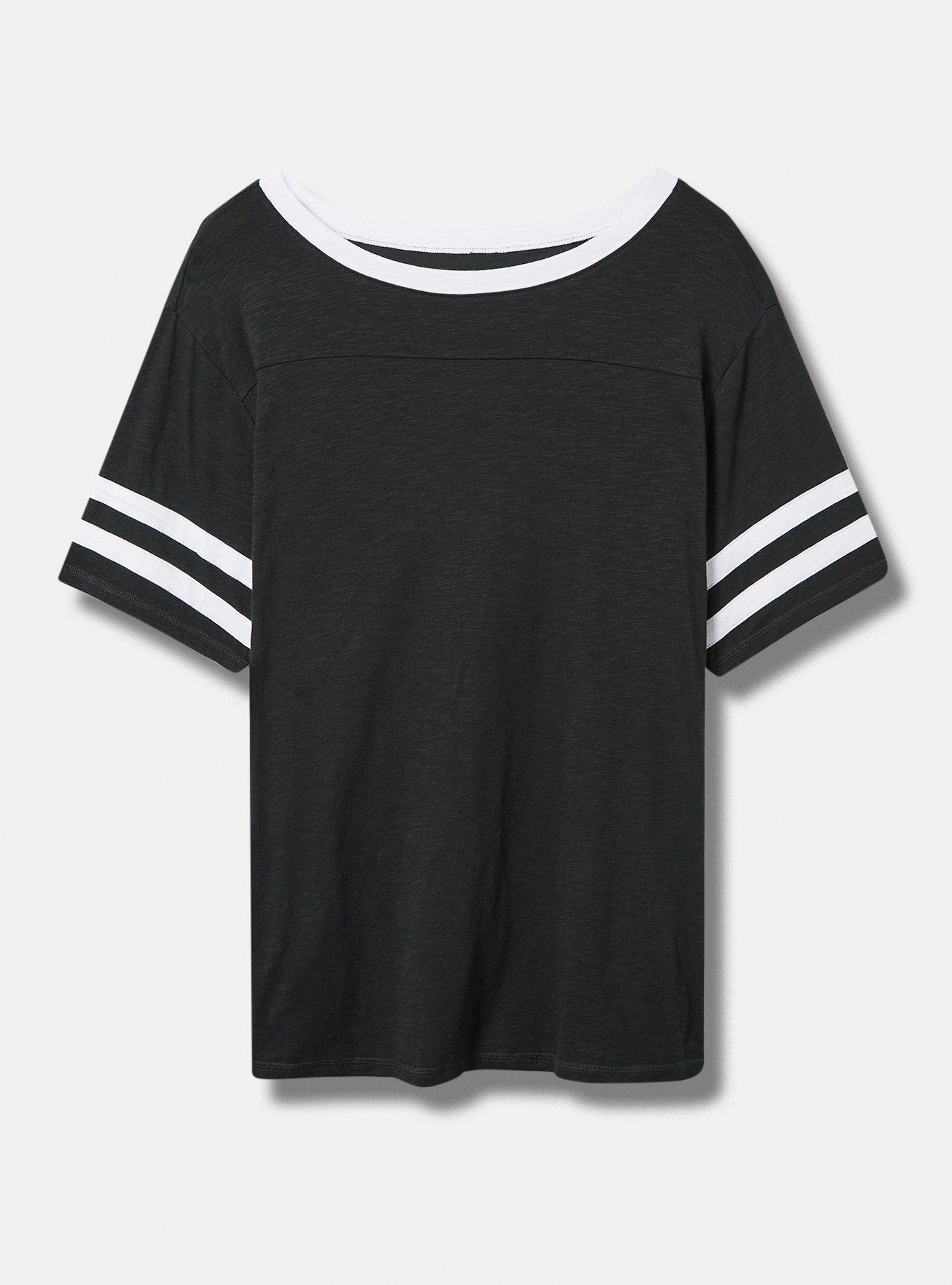 Super Soft Slub Boat Neck Elbow Sleeve Varsity Tee