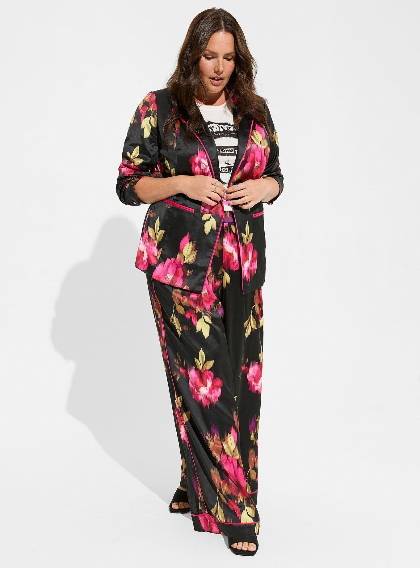 Satin Relaxed Blazer, BLAIR FLORAL, alternate