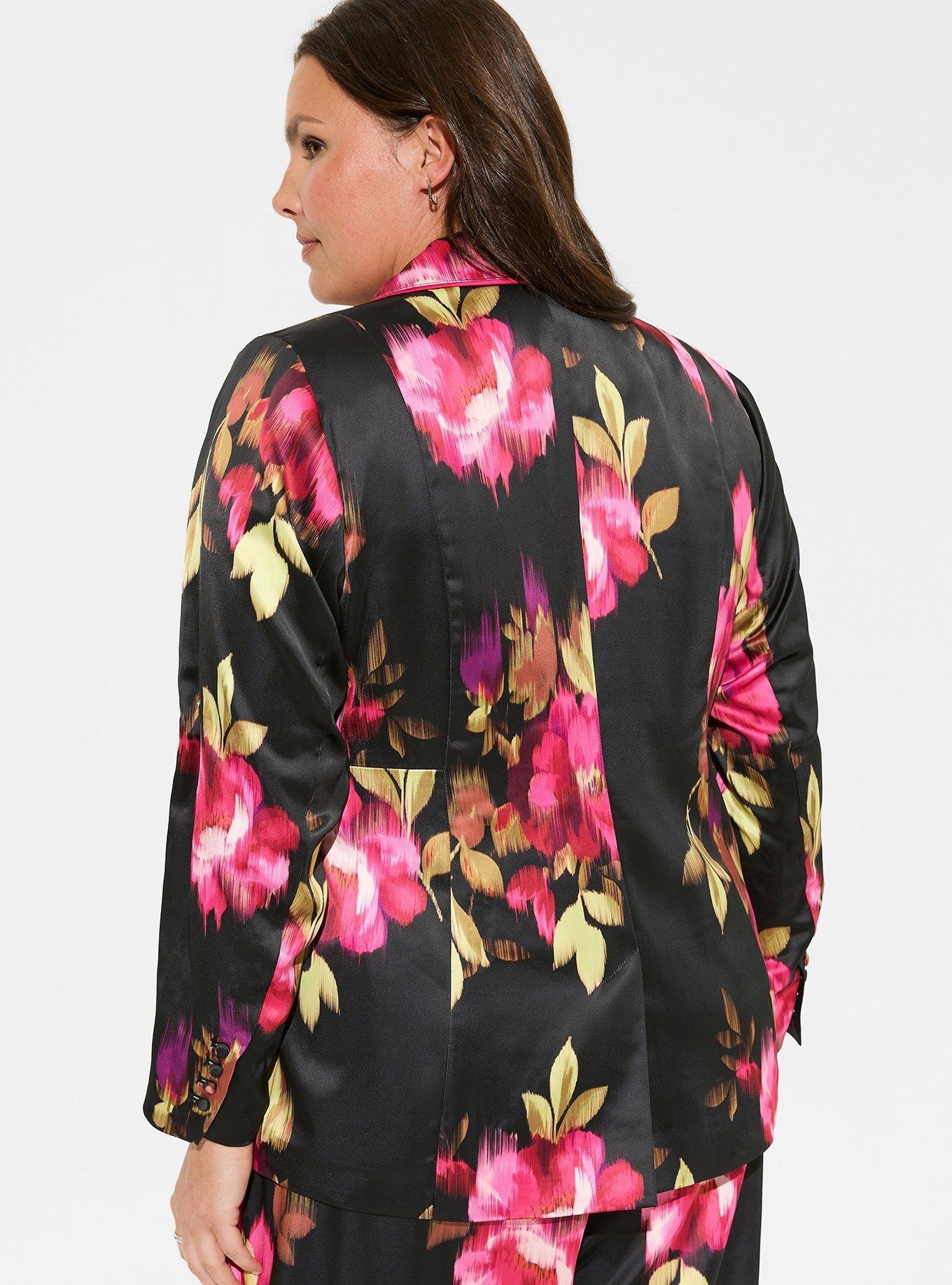 Satin Relaxed Blazer, BLAIR FLORAL, alternate