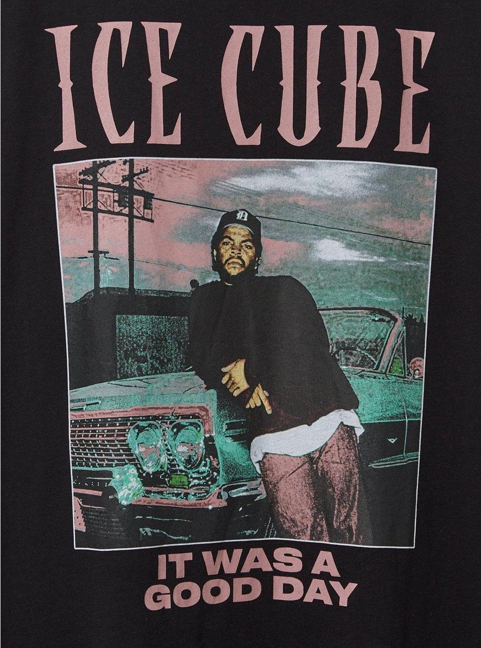 Plus Size Ice Cube Classic Fit Cotton Crew Neck Tee, DEEP BLACK, alternate