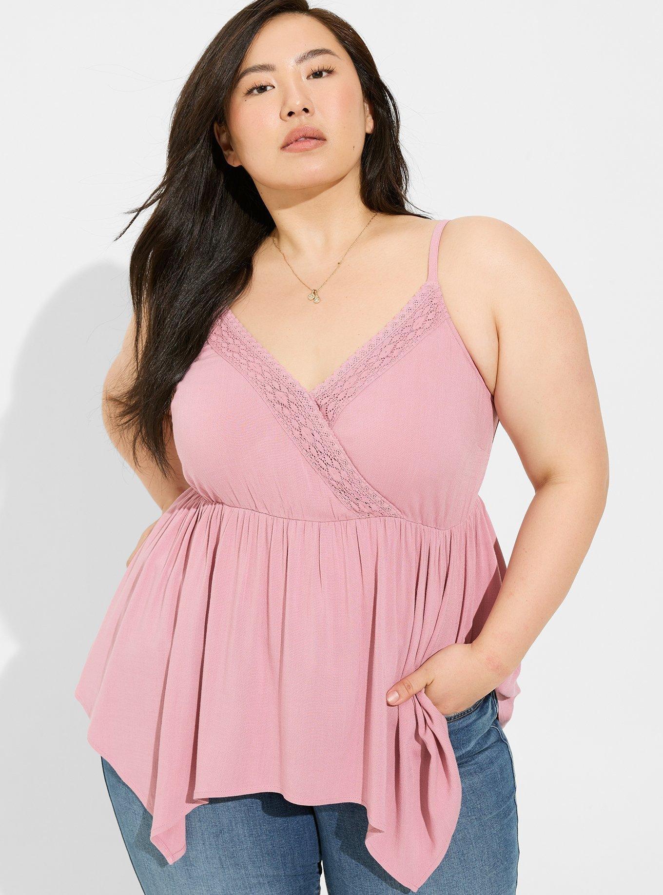 TORRID Babydoll Rayon Slub Surplice Lace Trim Cami