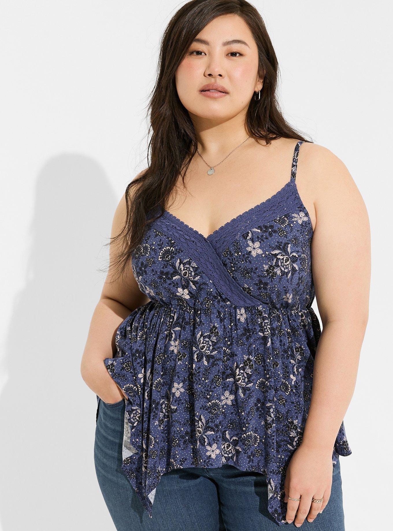 TORRID Babydoll Rayon Slub Surplice Lace Trim Cami