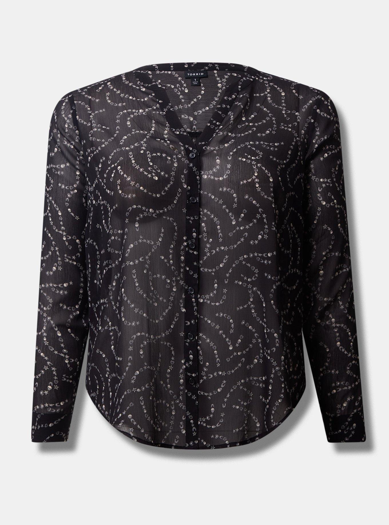 Torrid Gorgeous Black Chiffon Sleeve Super Soft Blouse Top Plus Size 3X,  22/24 