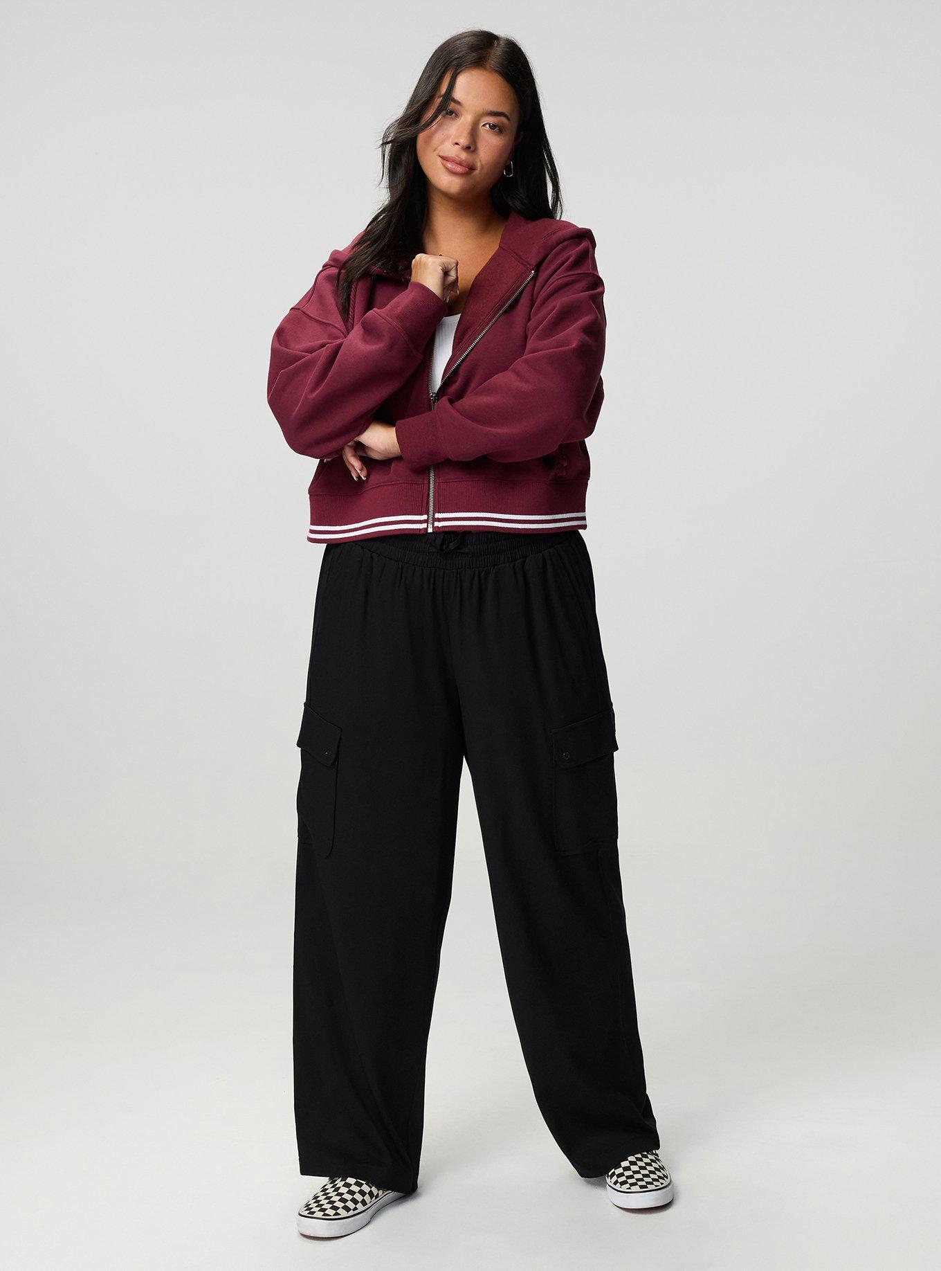 Plus Size Wide-Leg Cargo Pant, DEEP BLACK, alternate