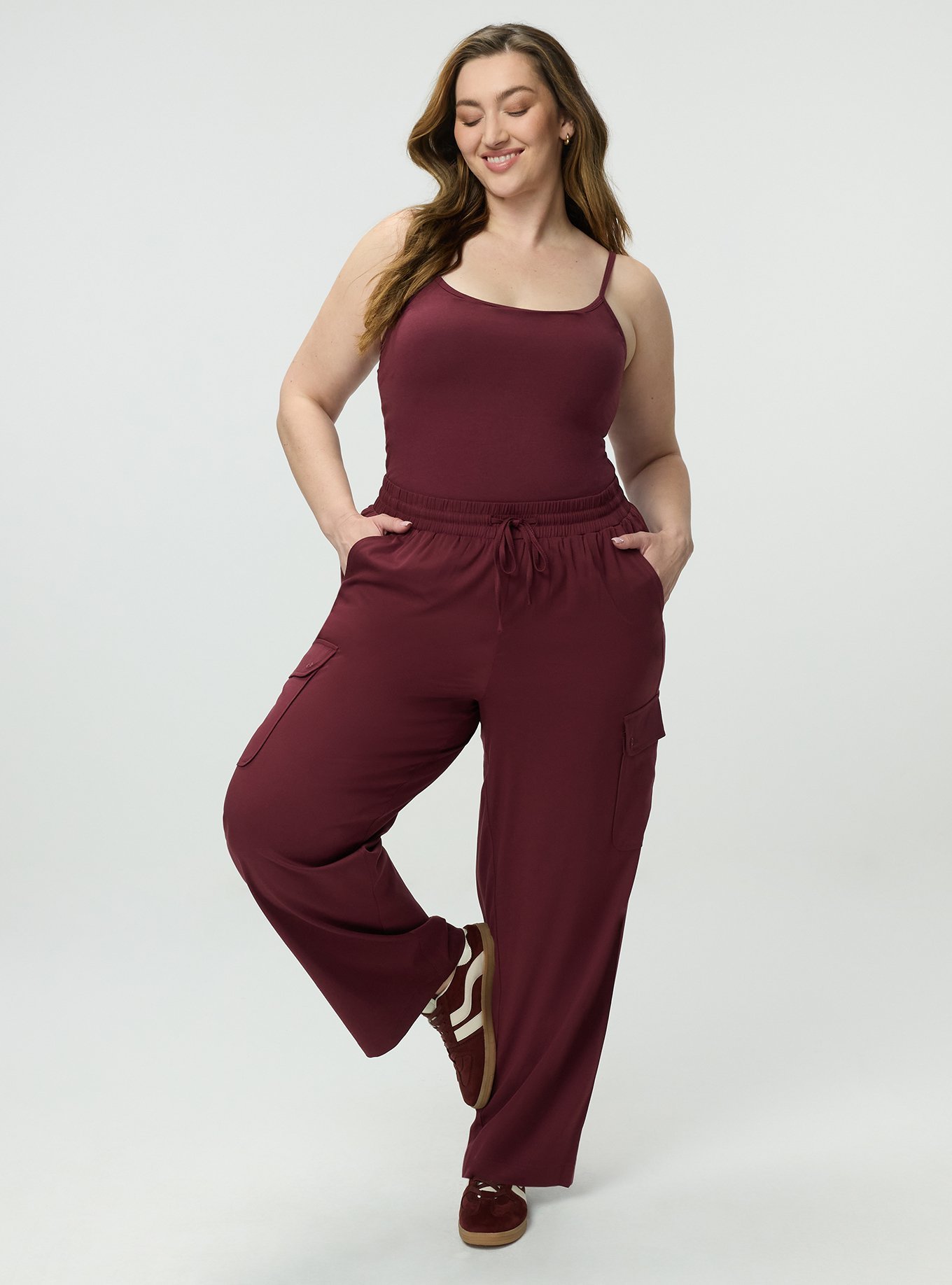 Wide-Leg Cargo Pant, WINDSOR WINE, hi-res