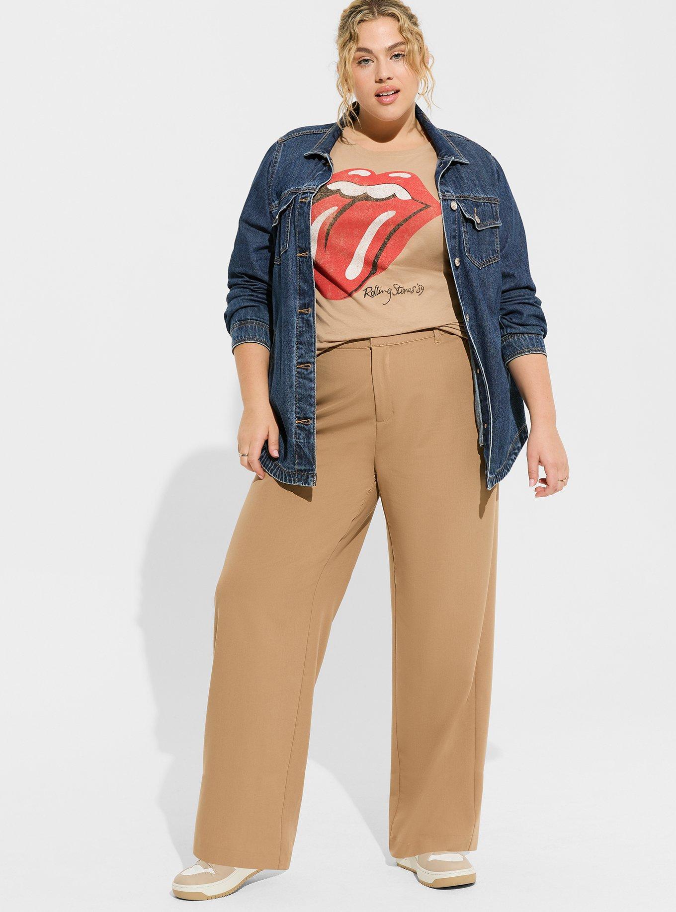 Wide Leg Stretch Crepe High-Rise Pant