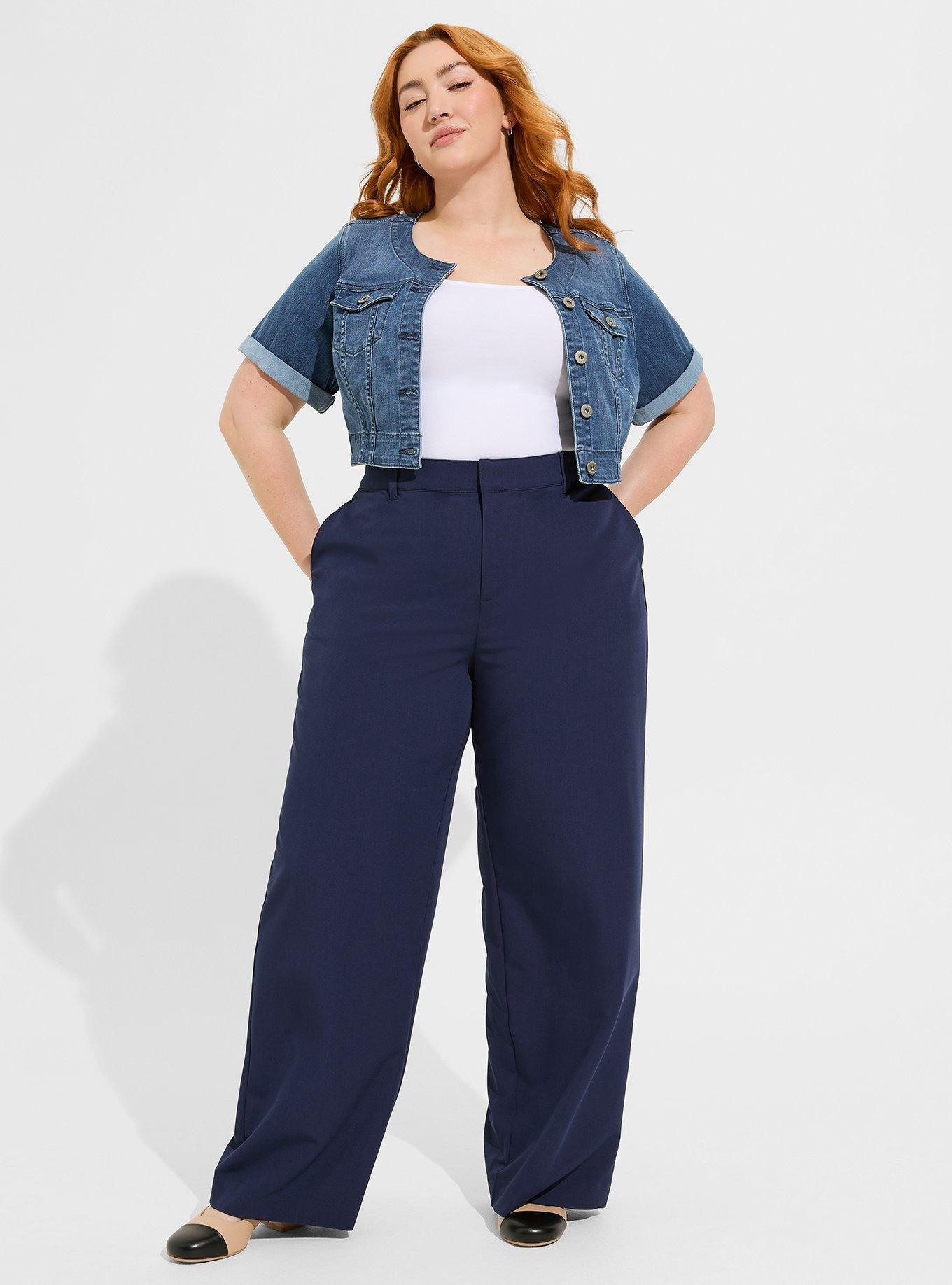 Plus Size Twill Wide-Leg Pants