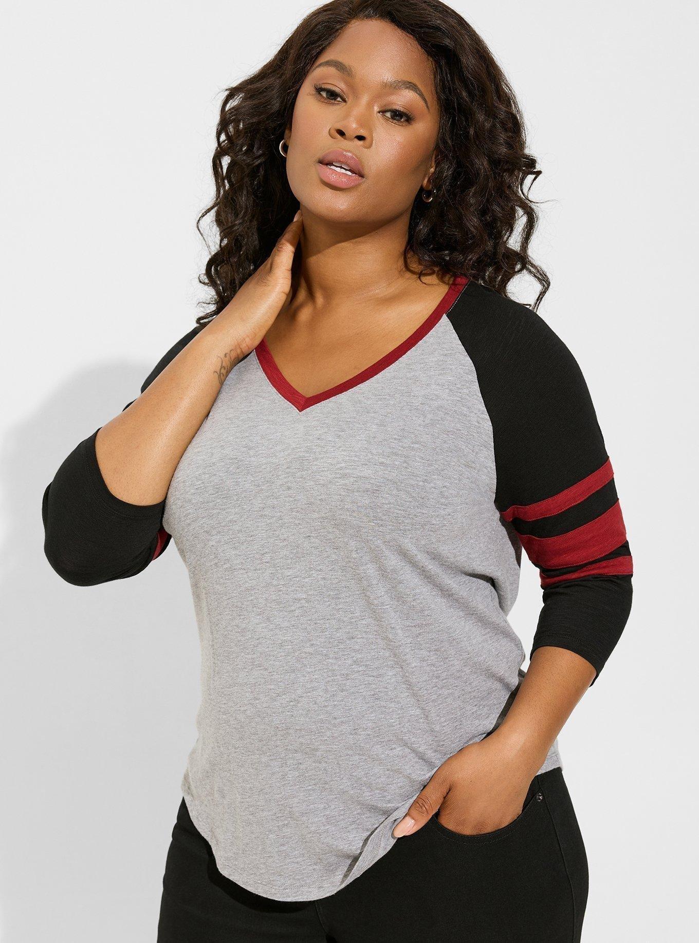 Super Soft Slub V-Neck Varsity Tee