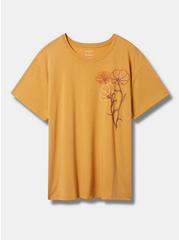 Midnight Floral Relaxed Fit Cotton Crew Neck Tee, MINERAL YELLOW, hi-res