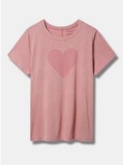 Heart Easy Fitted Vintage Cotton Crew Neck Tee, FOXGLOVE, hi-res
