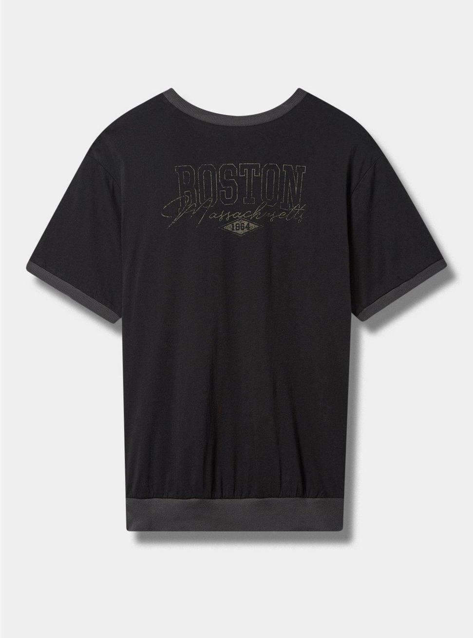 Boston Classic Fit Cotton Crew Neck Varsity Tee, DEEP BLACK, alternate