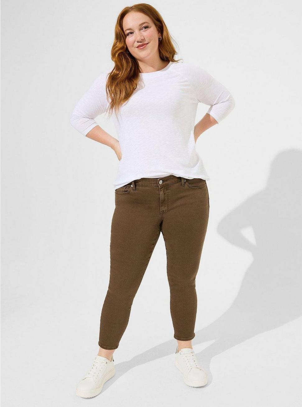 Plus Size Perfect Skinny Ankle Vintage Stretch Mid-Rise Jean, CHOCOLATE BROWN, hi-res