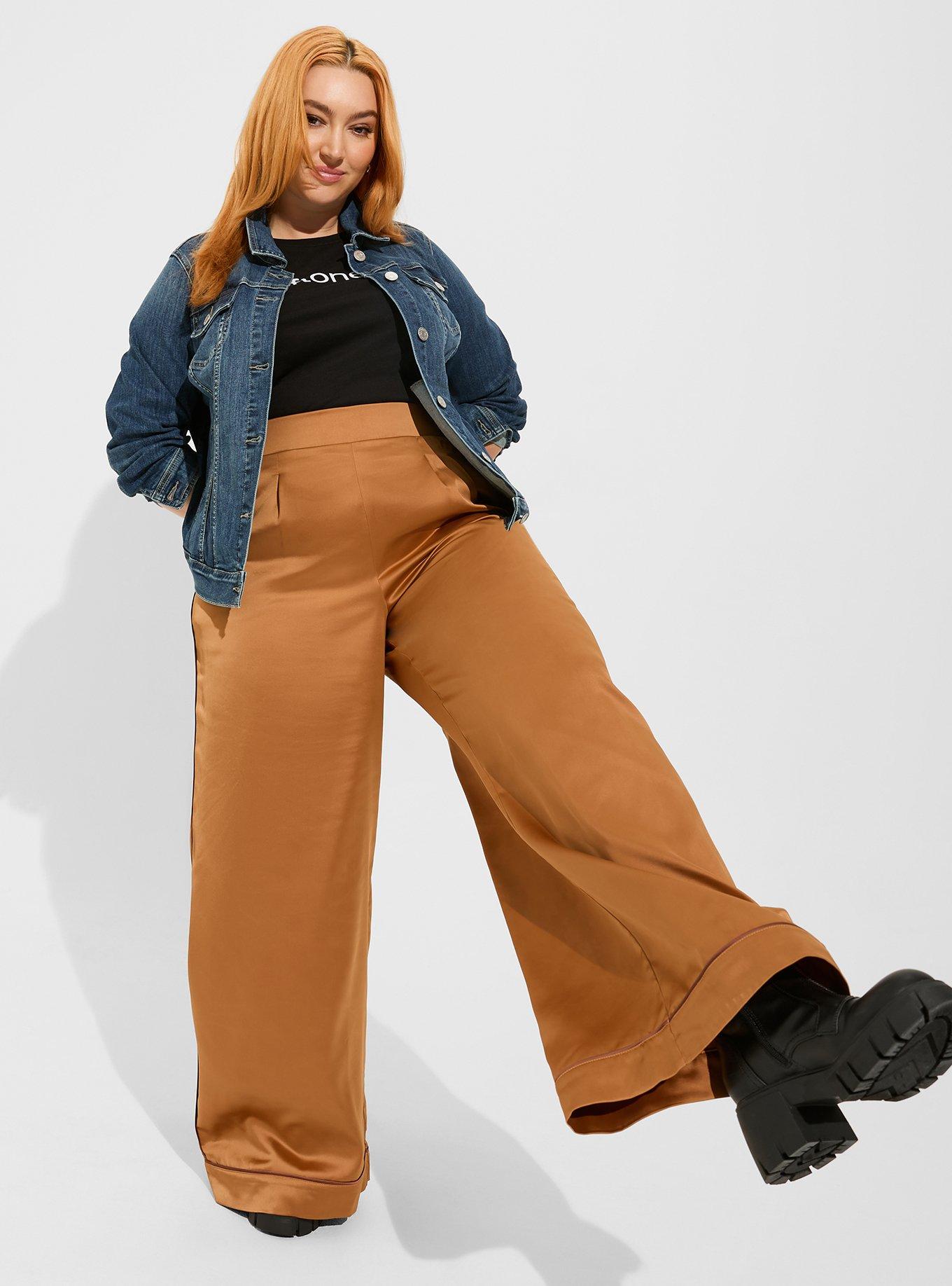 Wide Leg Satin High Rise Pant