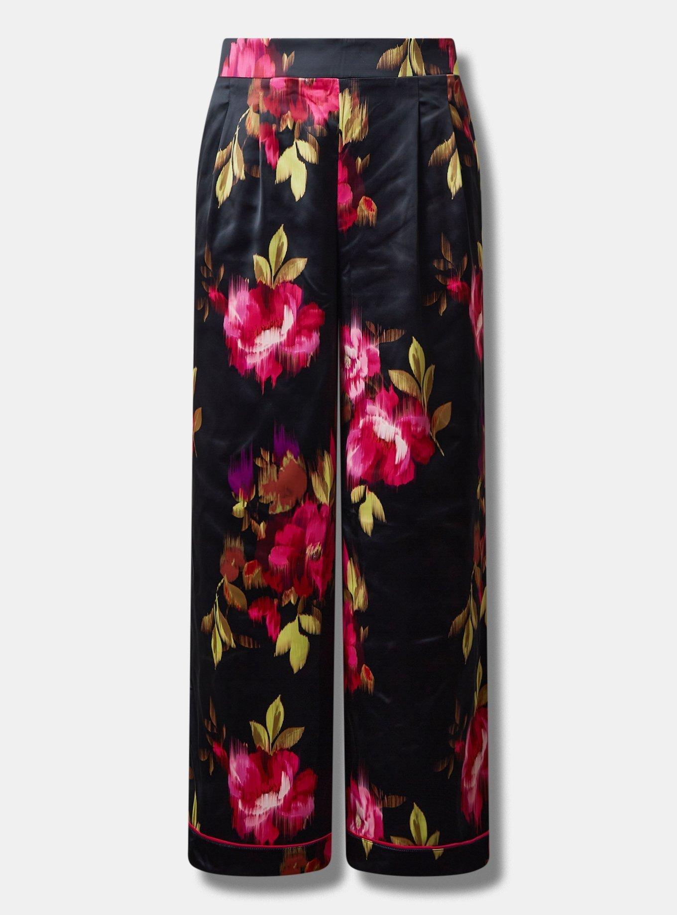 Plus Stripe Floral Wide Leg Flare Pant - VIBE Apparel Co.