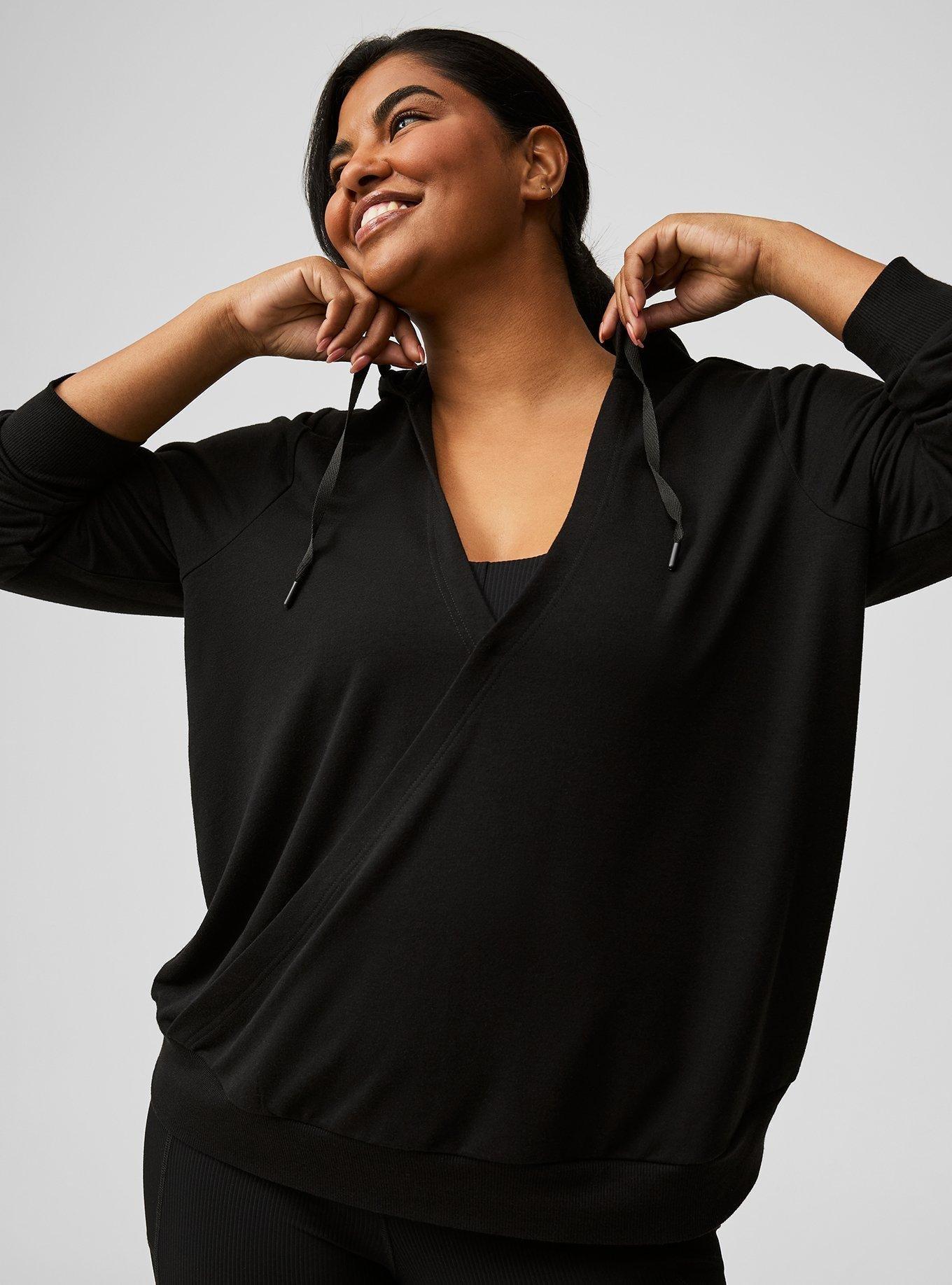 French Terry Surplice Long Sleeve Active Hoodie