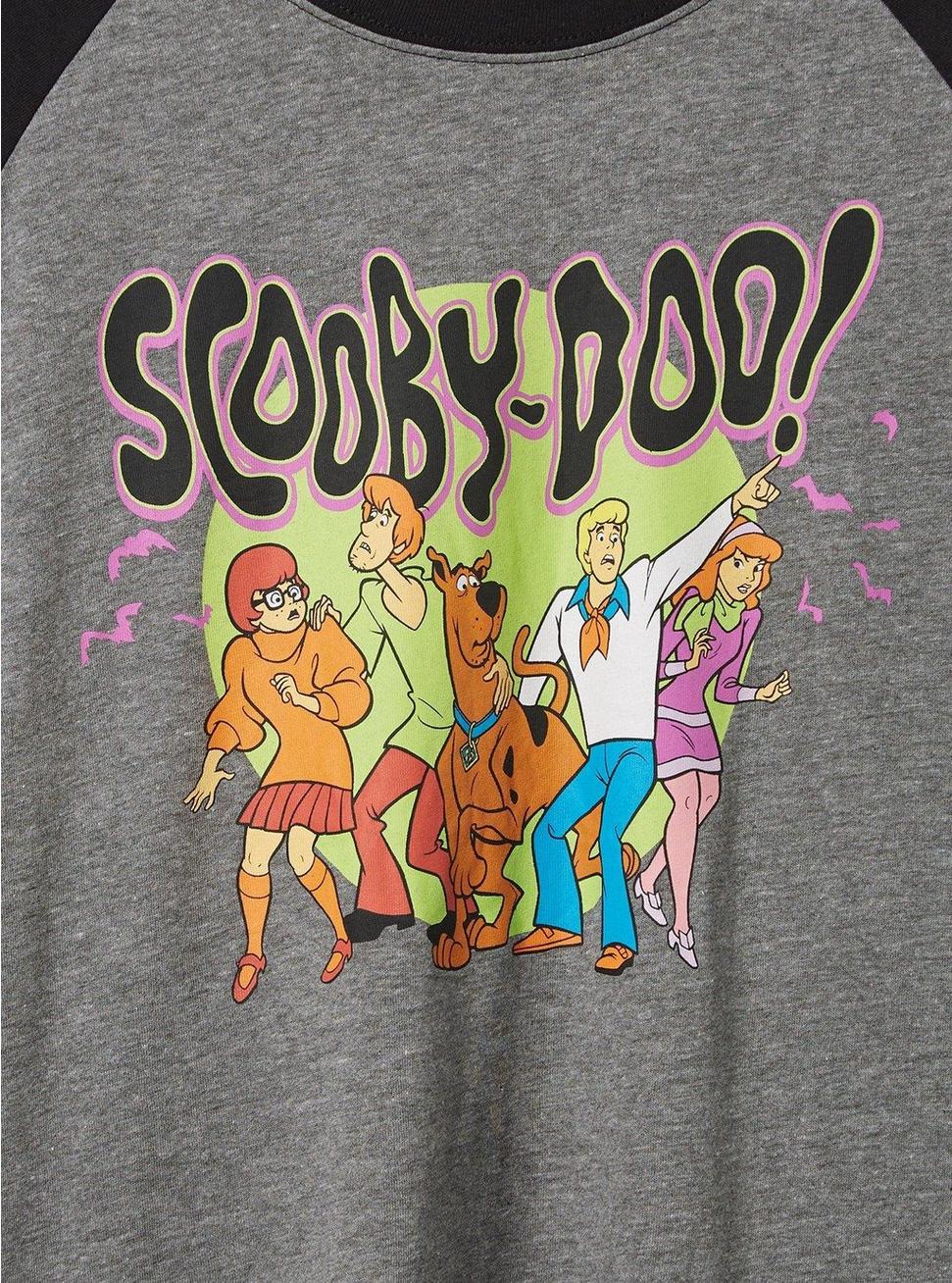 Plus Size Scooby Doo Classic Fit Cotton Long Sleeve Raglan Tee, MEDIUM HEATHER GREY, alternate