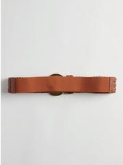 Woven Stretch Waist Belt, BROWN, alternate