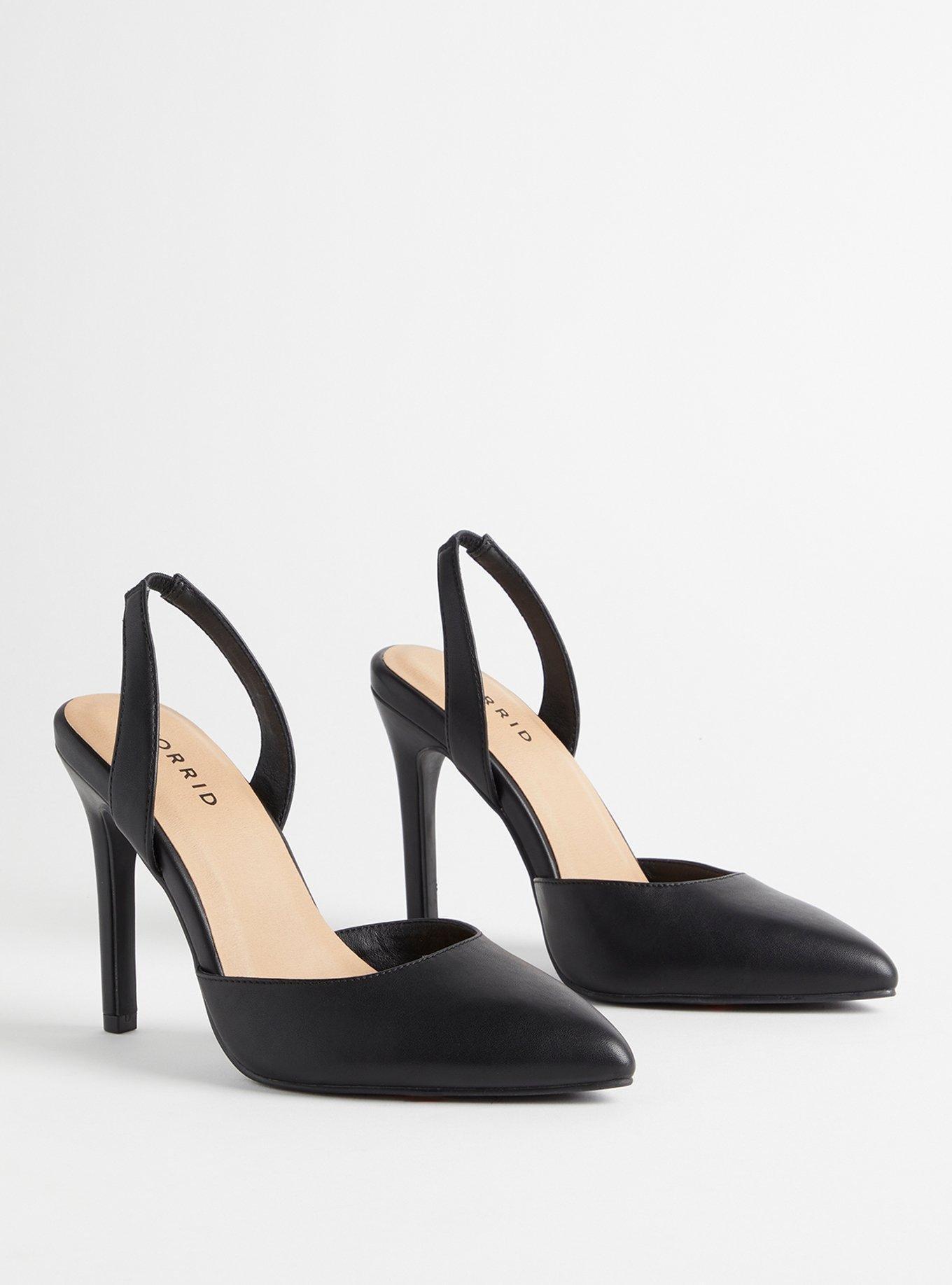 Pointed Toe Slingback Heel (WW), BLACK, hi-res