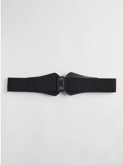 Plus Size Double Buckle Stretch Waist Belt, BLACK, alternate
