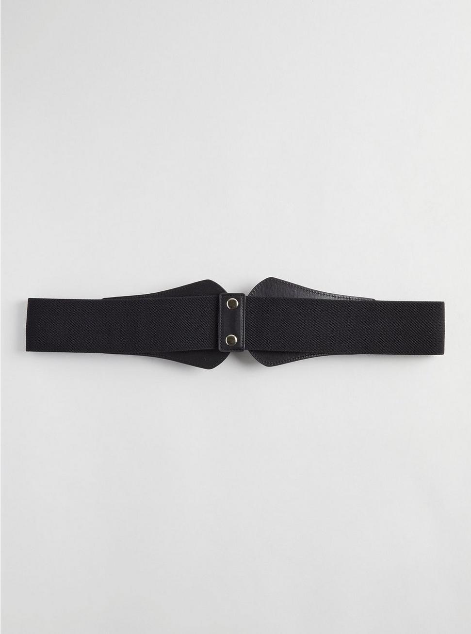 Plus Size Double Buckle Stretch Waist Belt, BLACK, alternate