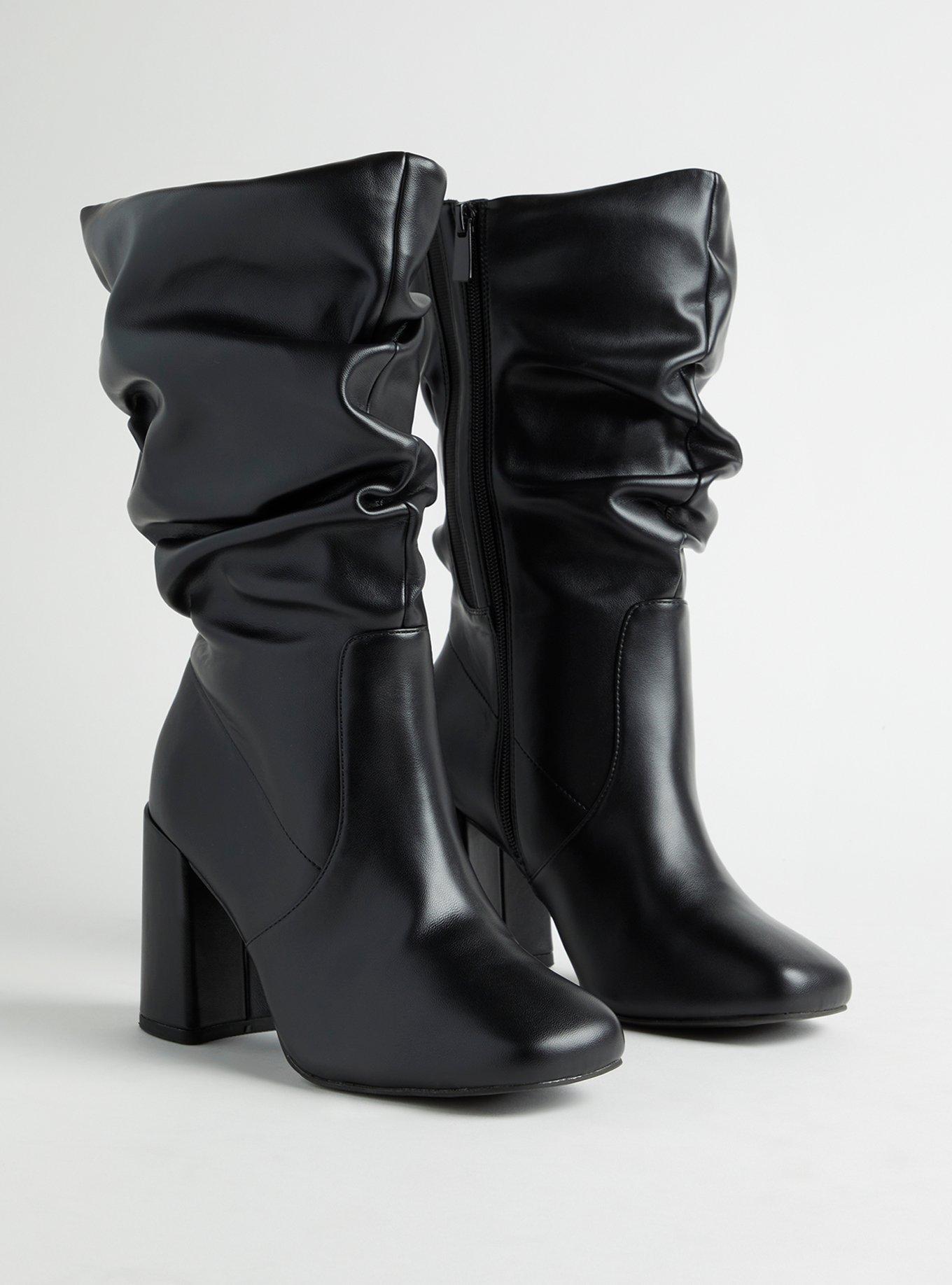 Black slouch hotsell calf length boots