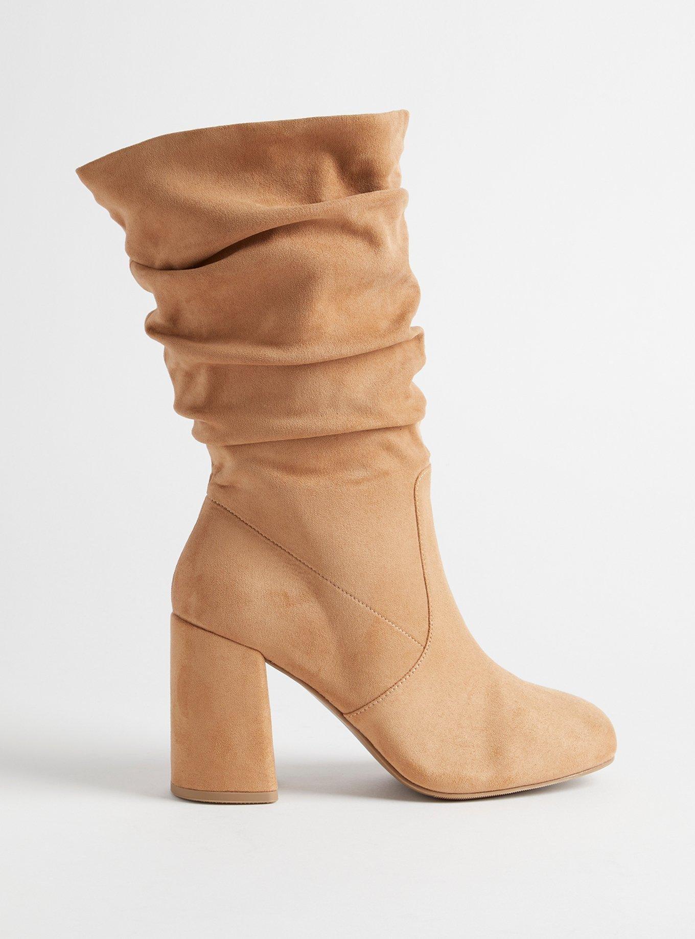 Beige mid outlet calf boots