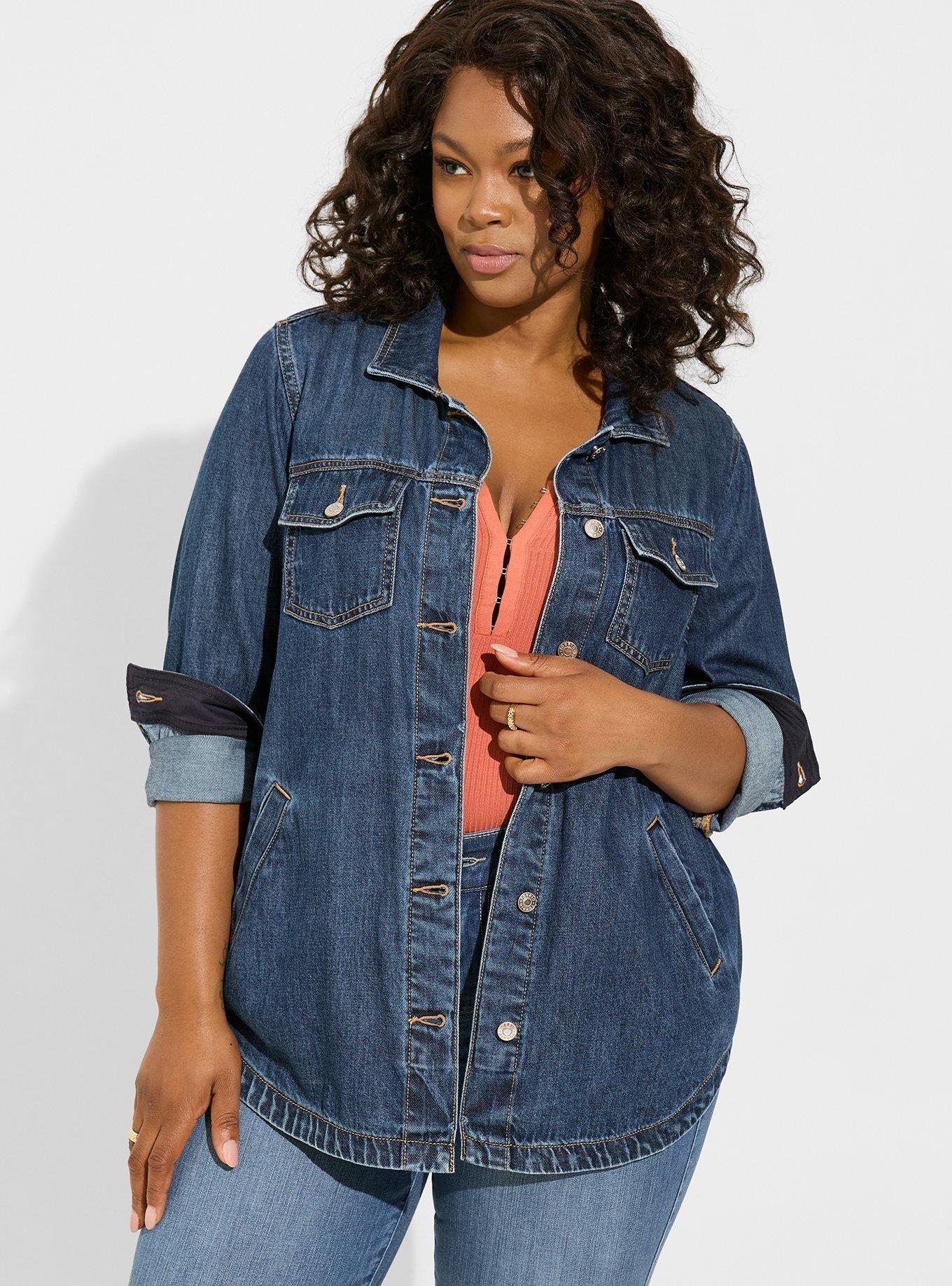 Denim shacket outlet women's